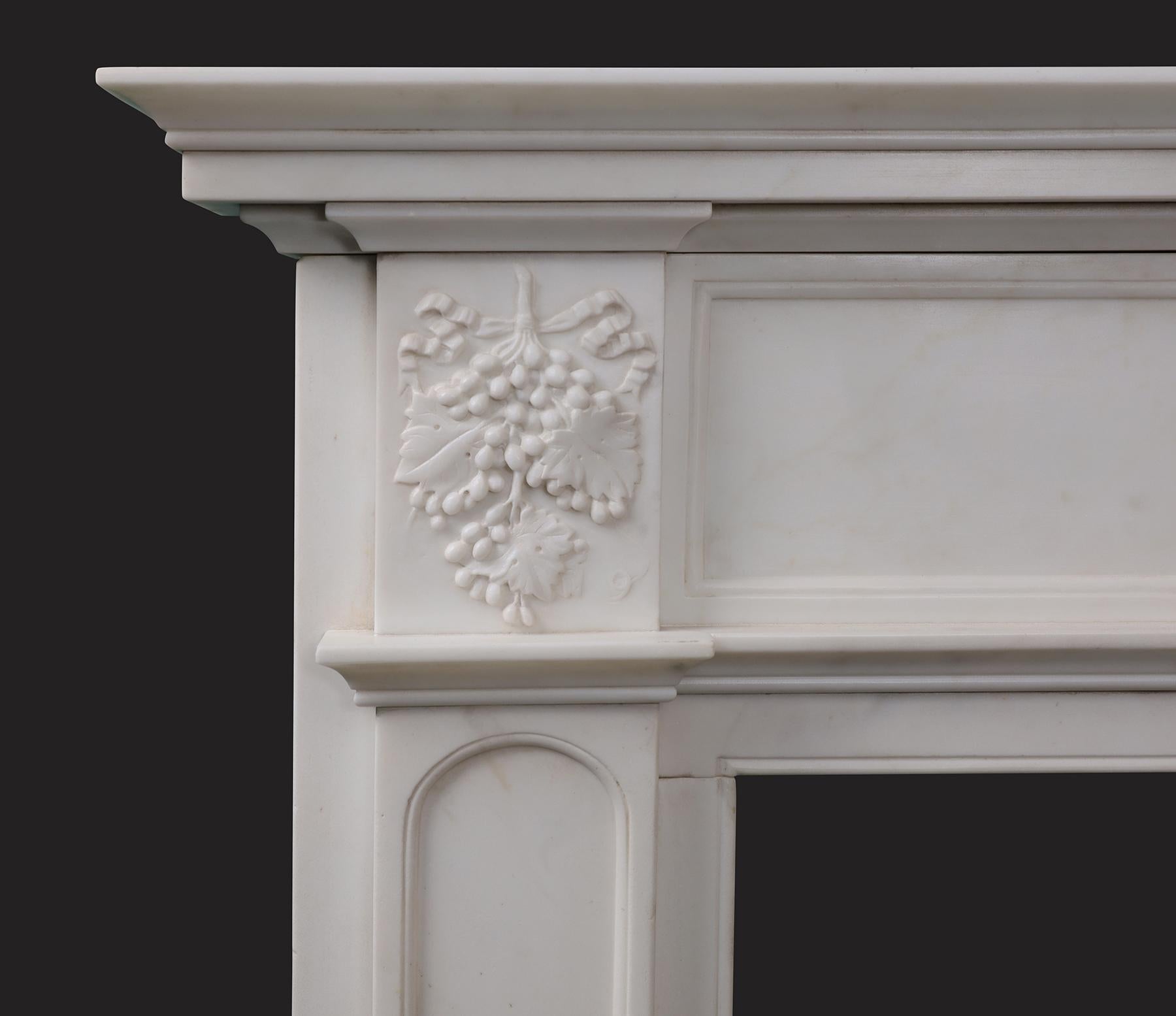 Statuary Marble Antique English Statuary White Marble Fireplace Mantel For Sale