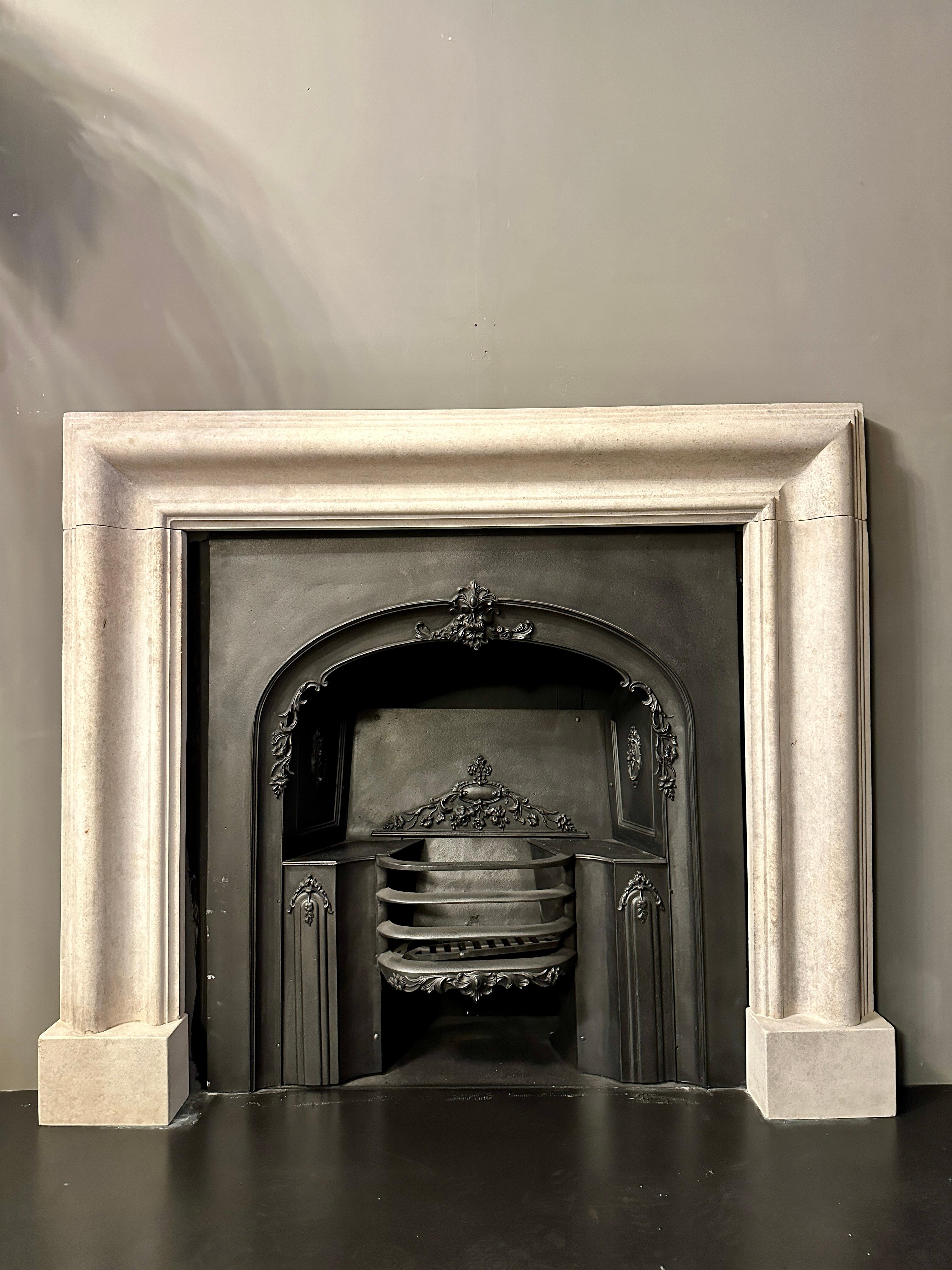 An Antique English Stone Bolection Fireplace mantel  2