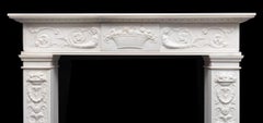 An antique fine quality Regency Neo-classical Italian Statuary marble mantel