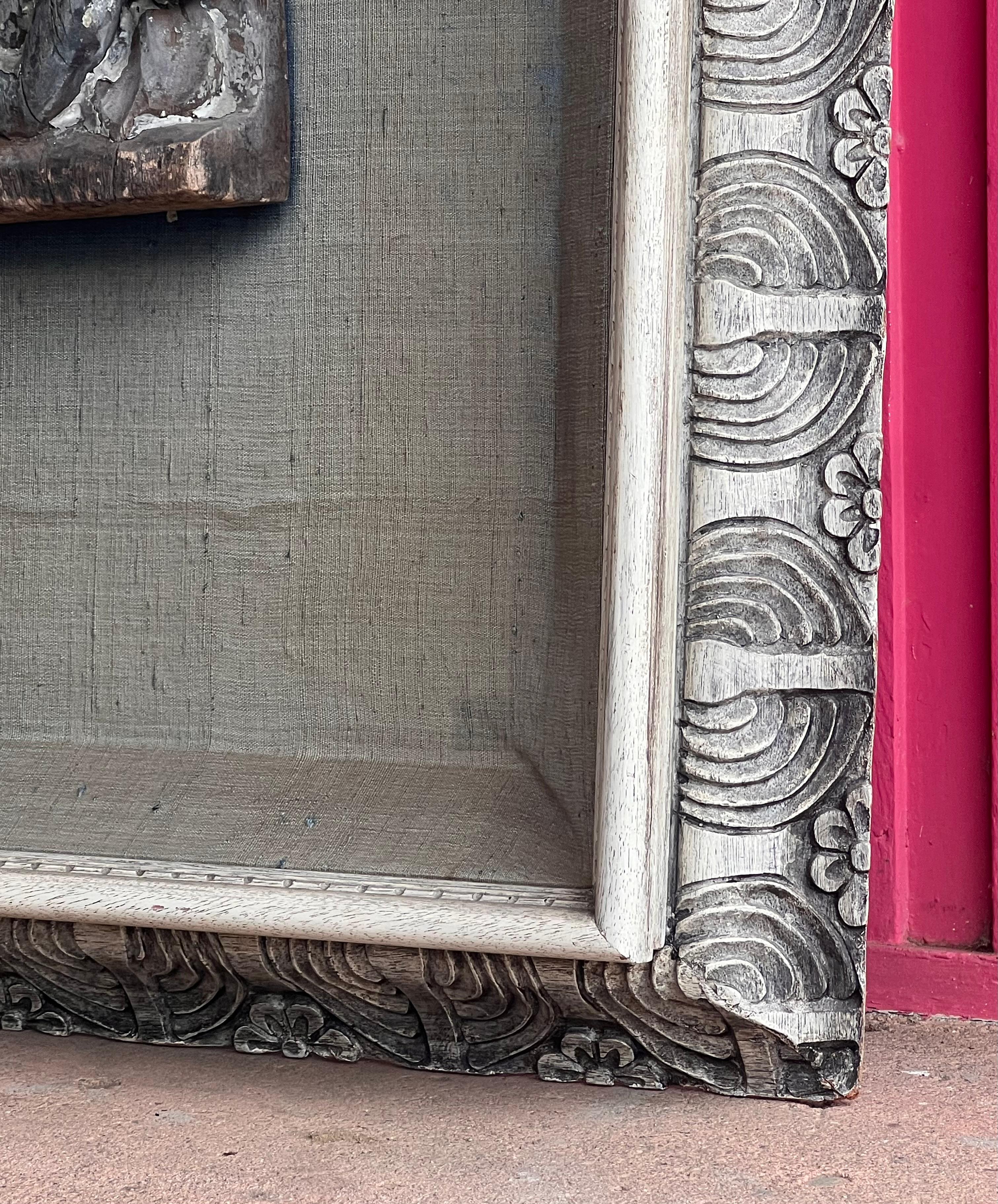 An antique framed wood carving, 19th century For Sale 4