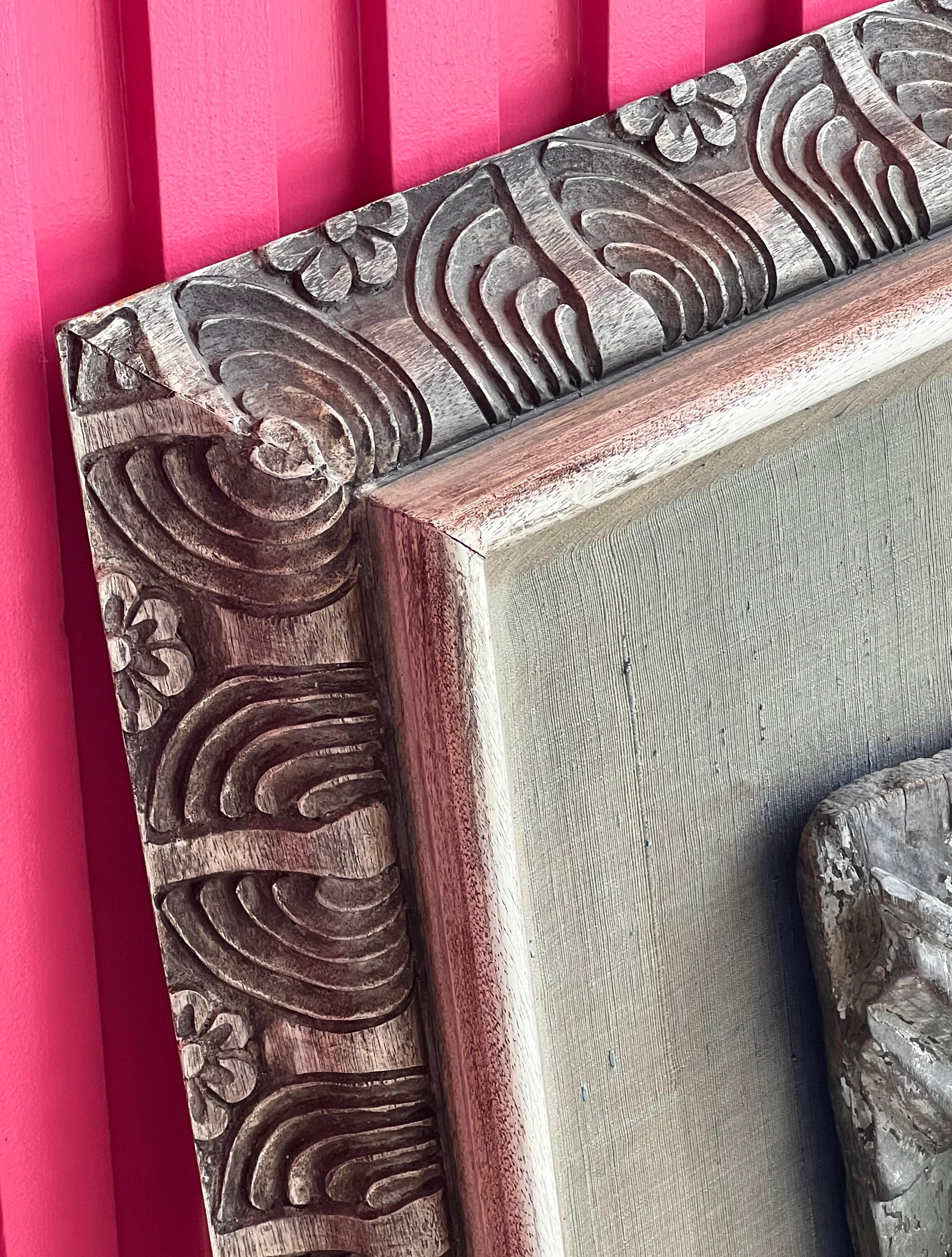 An antique framed wood carving, 19th century For Sale 12