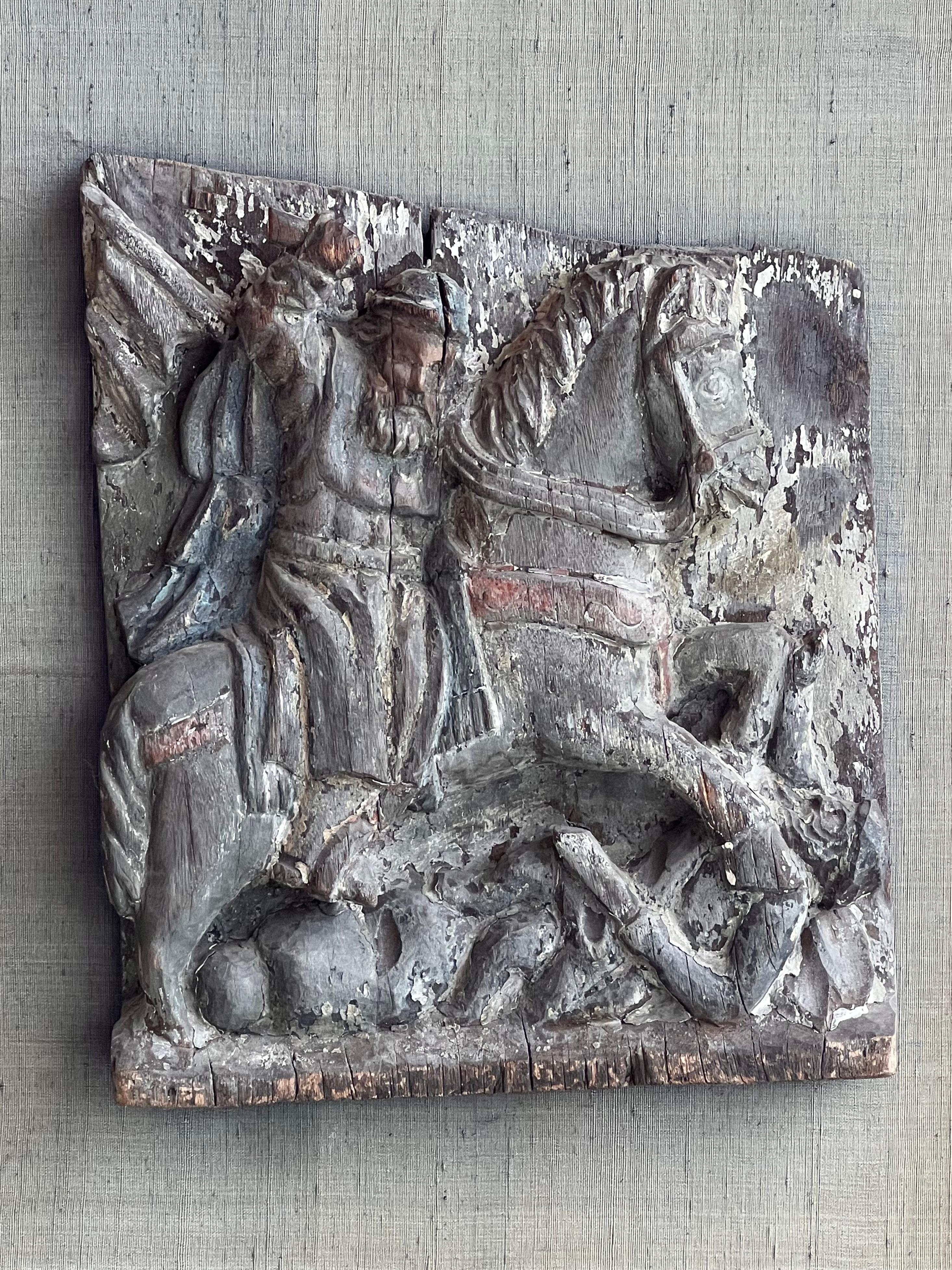 Unknown An antique framed wood carving, 19th century For Sale
