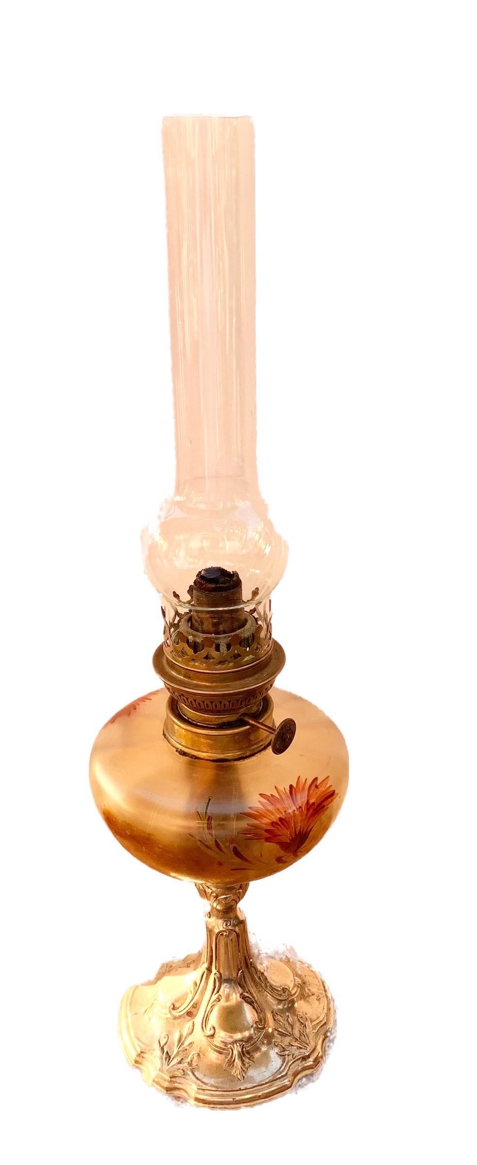 Antique French Art Nouveau Oil Lamp 4