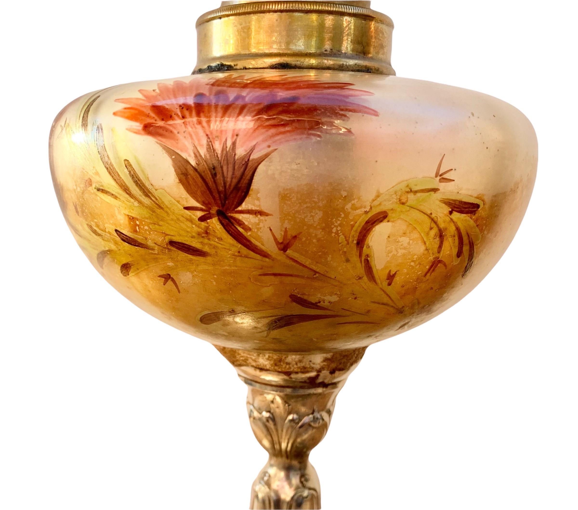 Antique French Art Nouveau Oil Lamp 5