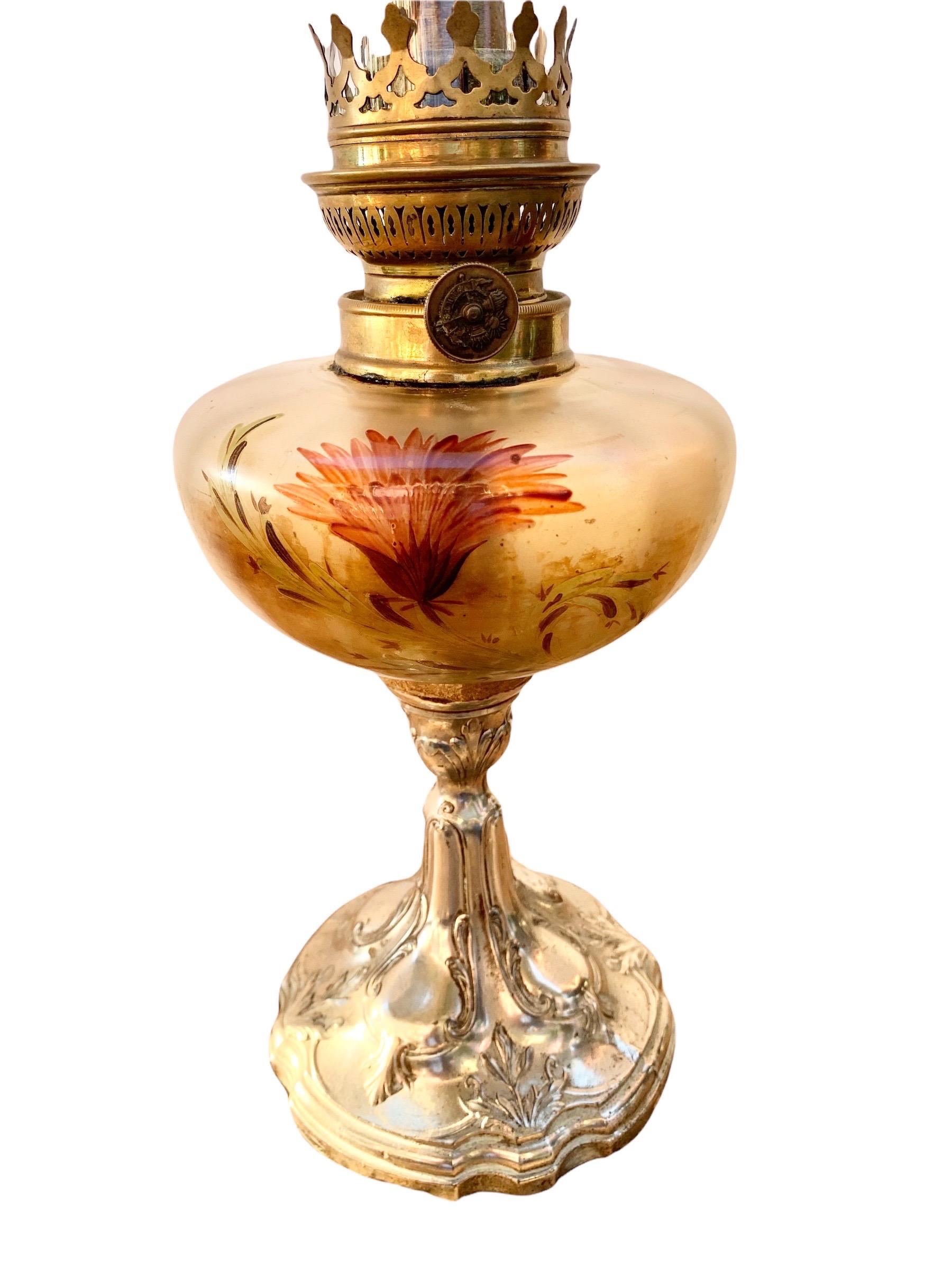 Antique French Art Nouveau Oil Lamp 1