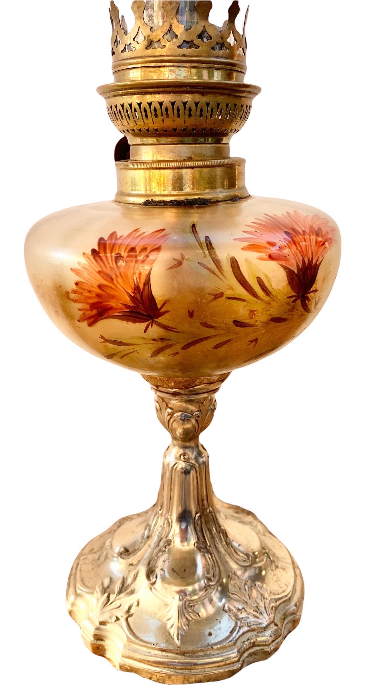 Antique French Art Nouveau Oil Lamp 3