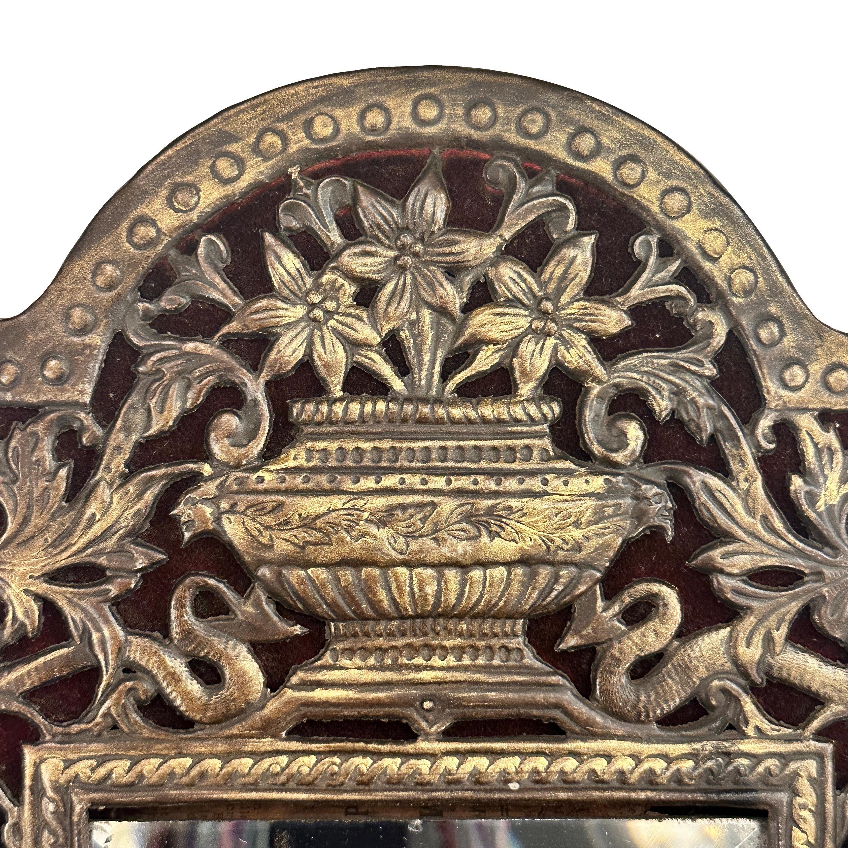 An Antique French Bronze and Wood Mirror For Sale 1