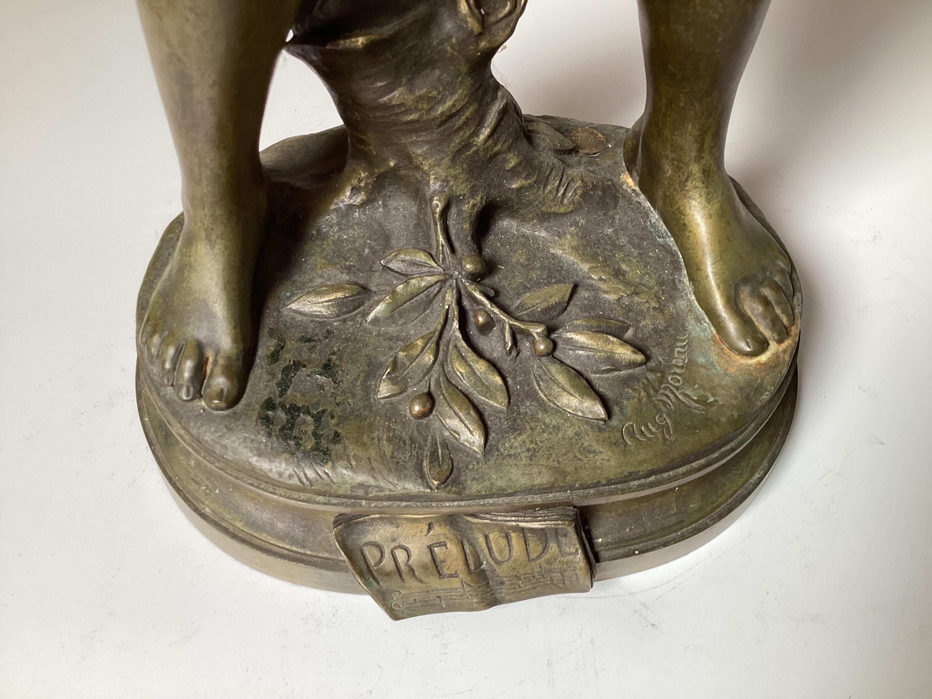 An Antique French Bronze signed  Auguste Moreau, Late 19th Century In Good Condition For Sale In Lambertville, NJ