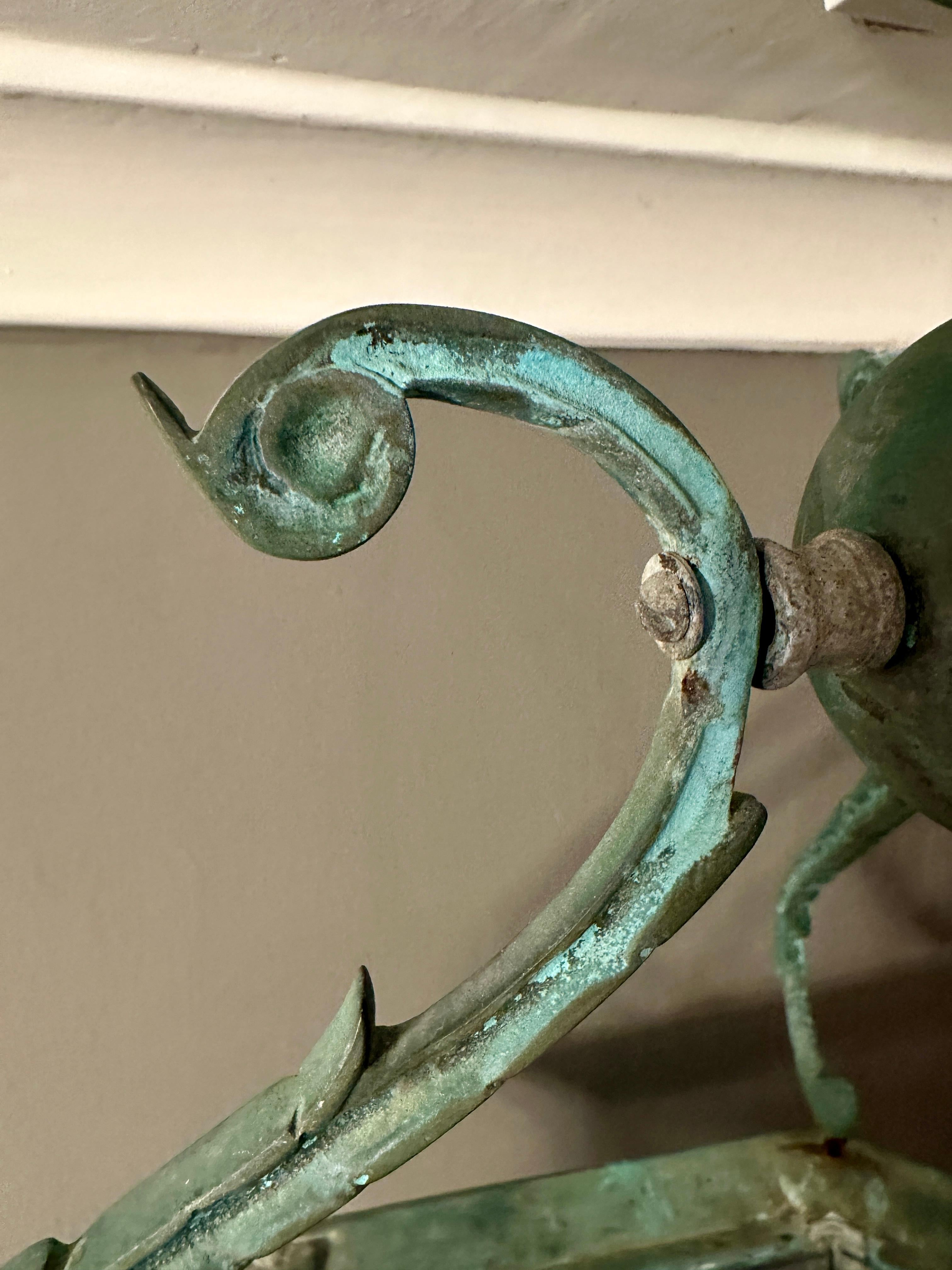 Ancienne lanterne française en bronze vert-de-gris en vente 10