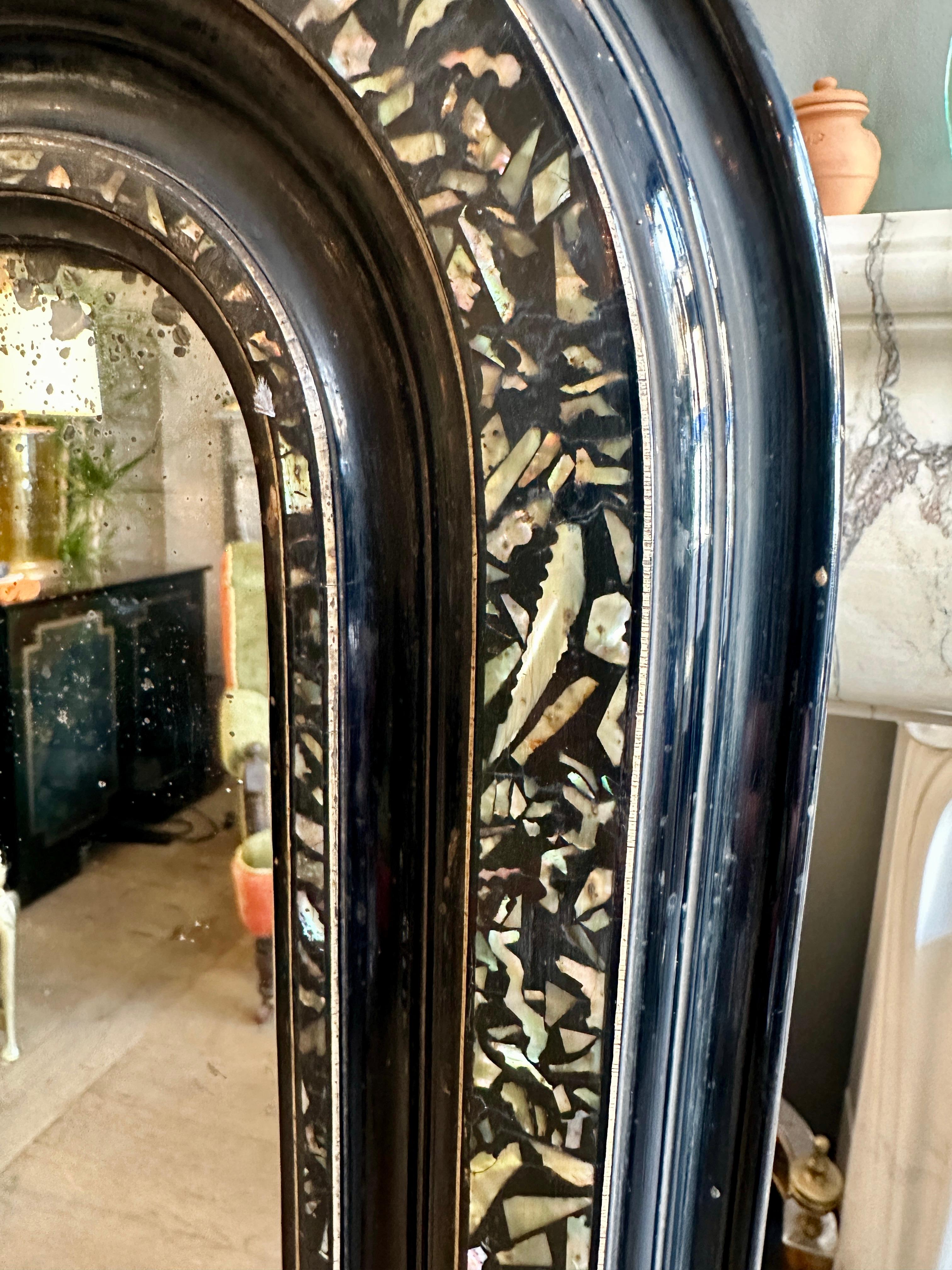 An Antique French Ebonized Louis Philippe Style Mirror For Sale 5