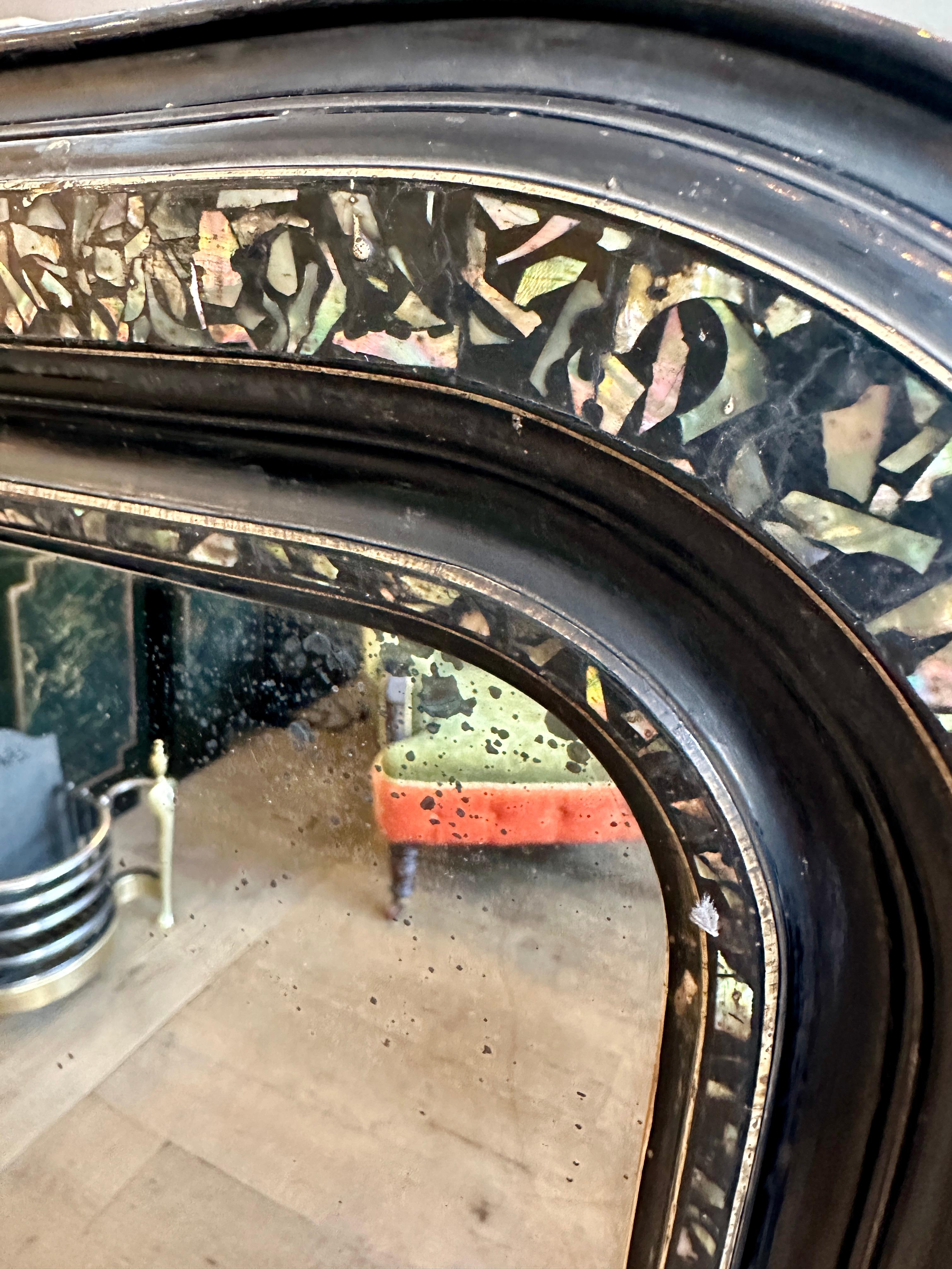 An Antique French Ebonized Louis Philippe Style Mirror For Sale 6