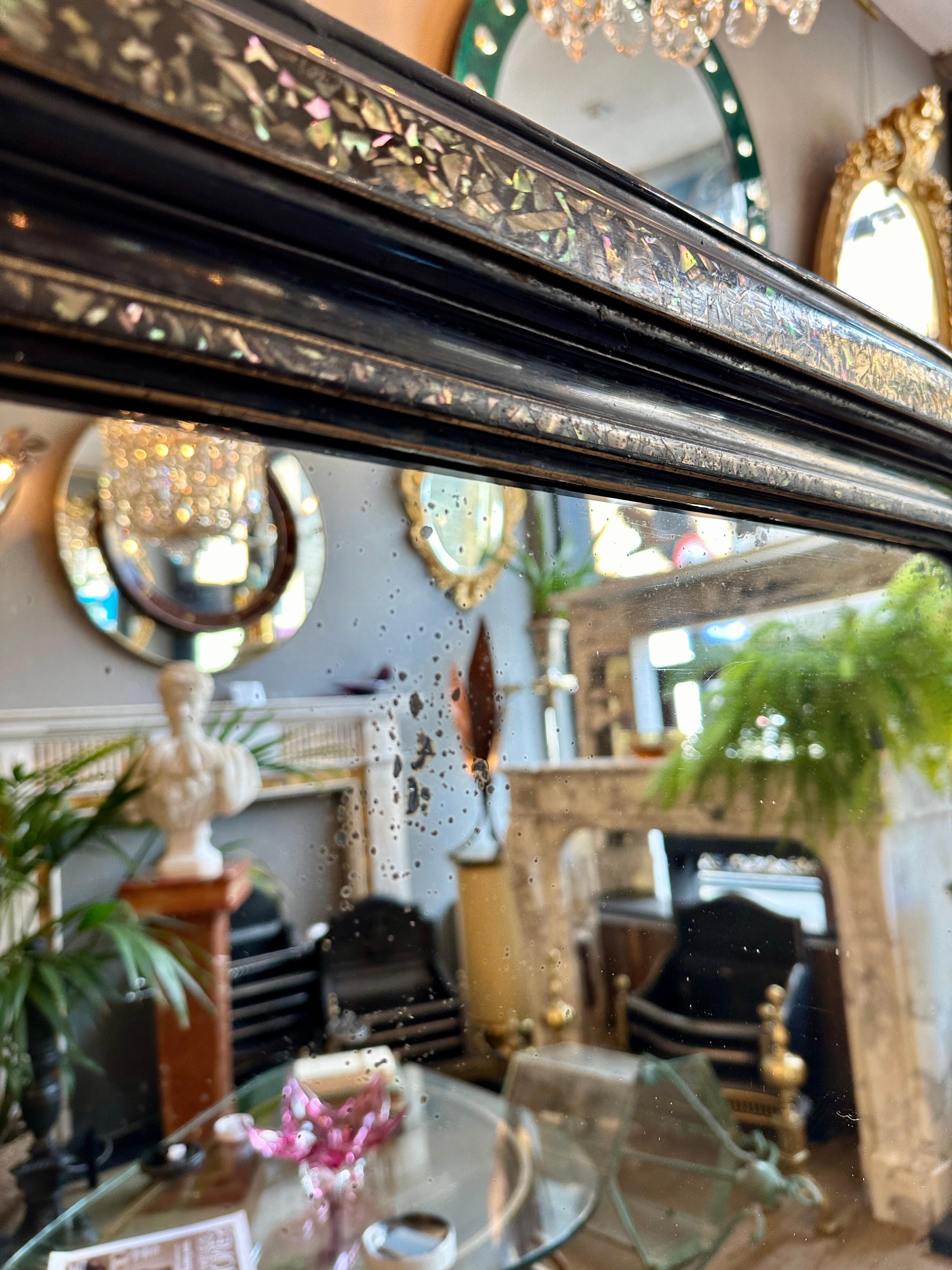 19th Century An Antique French Ebonized Louis Philippe Style Mirror For Sale