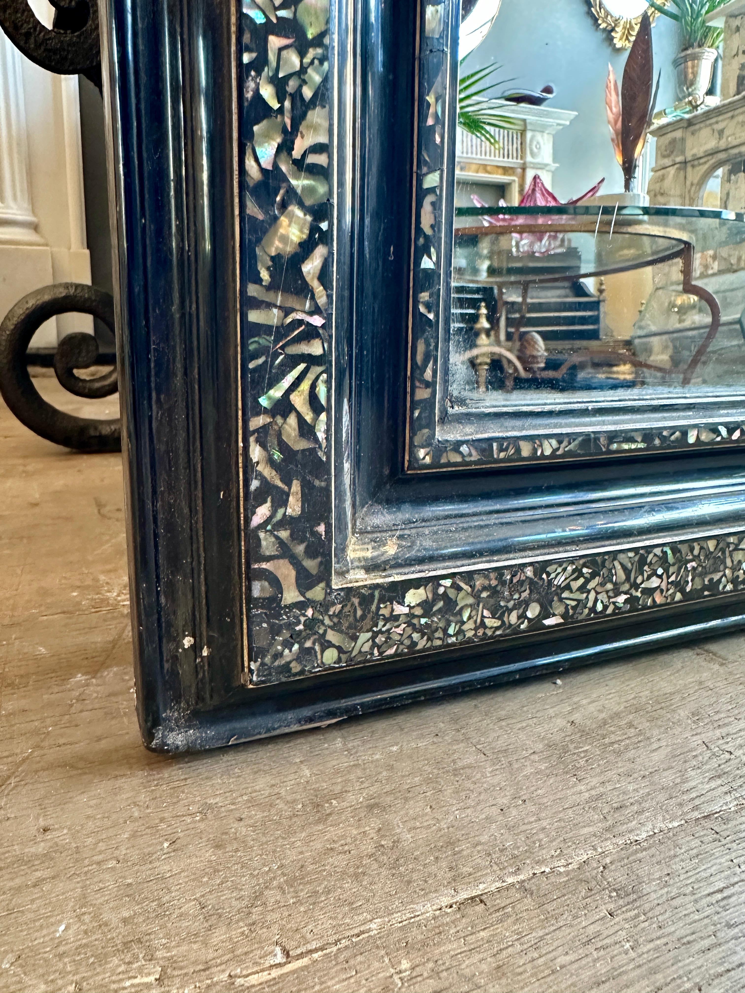An Antique French Ebonized Louis Philippe Style Mirror For Sale 1