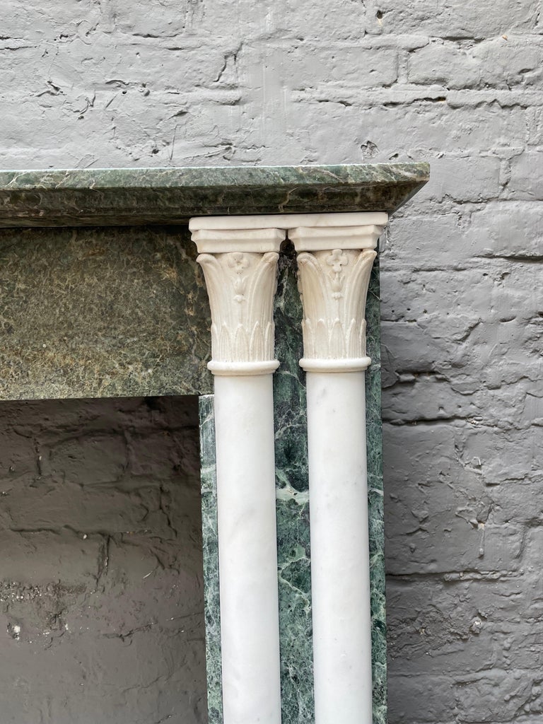 Antique French Fireplace Mantel in Verdi Antico and Statuary Marble For ...