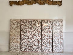 An Antique French Five Panel Wallpapered Screen