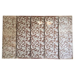 An Antique French Five Panel Wallpapered Screen