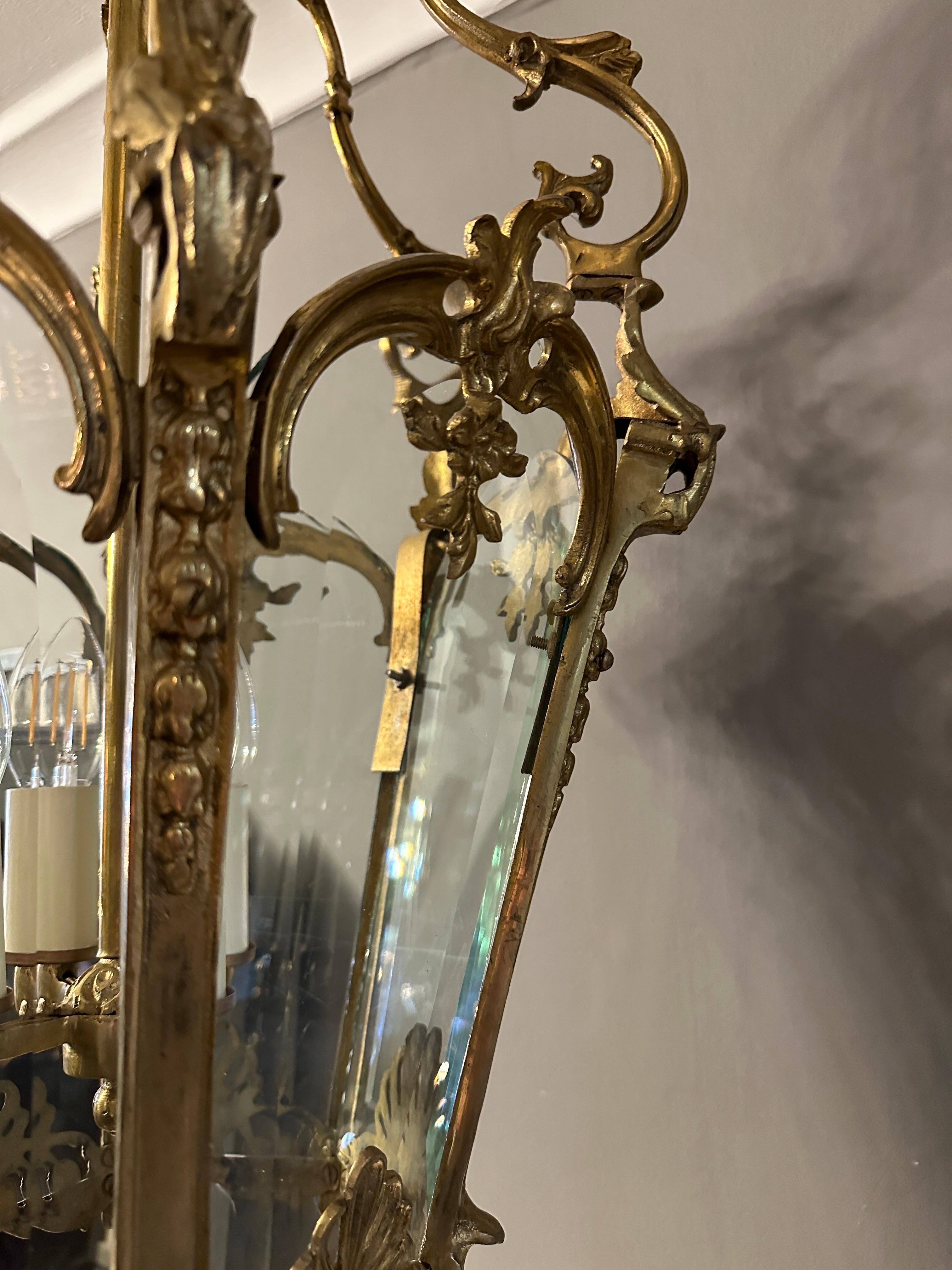 Ancienne lanterne rococo française de style Louis XV en bronze doré  en vente 5