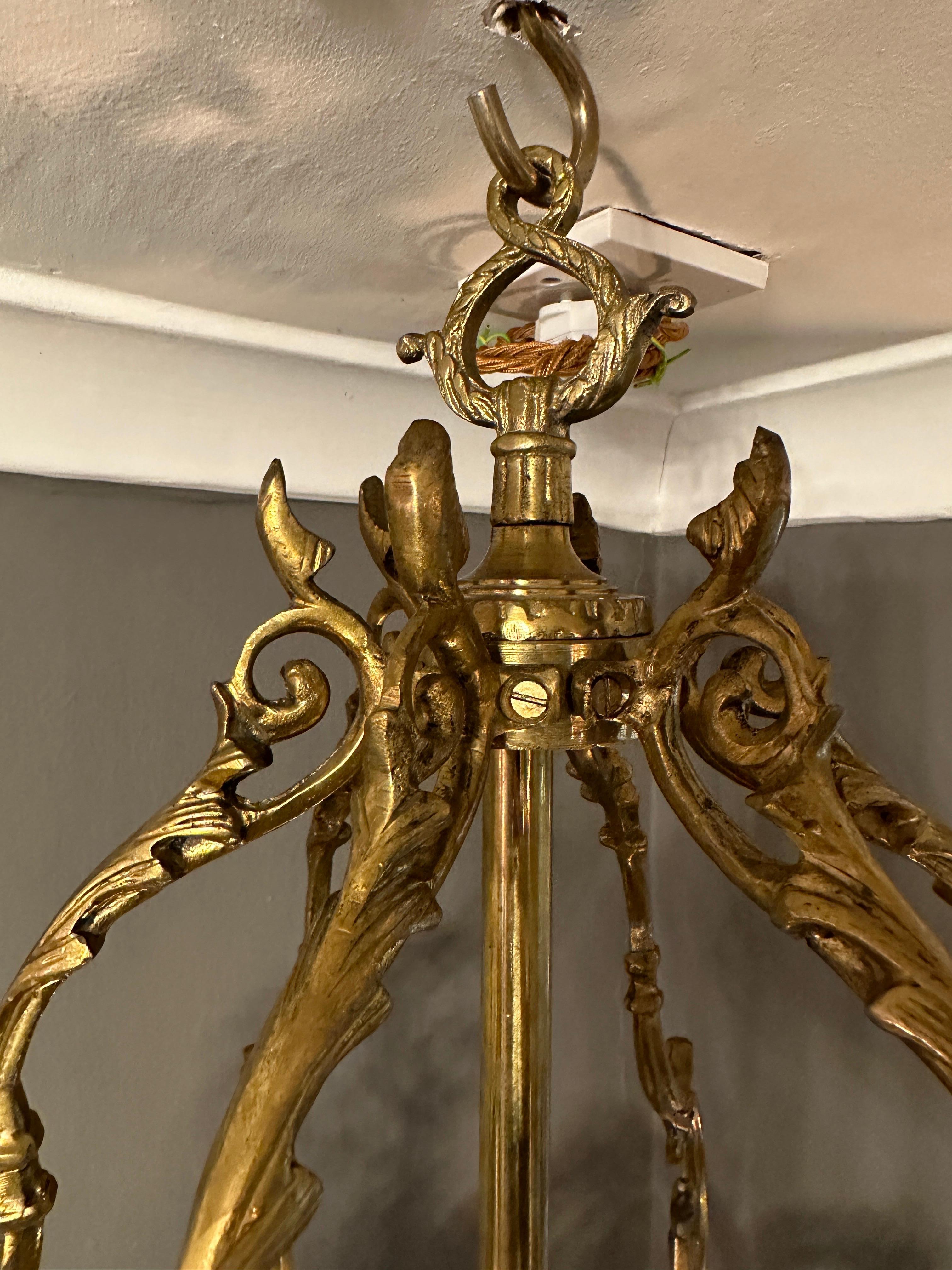 An Antique French Gilt Bronze Louis XV Style Rococo Lantern  For Sale 9