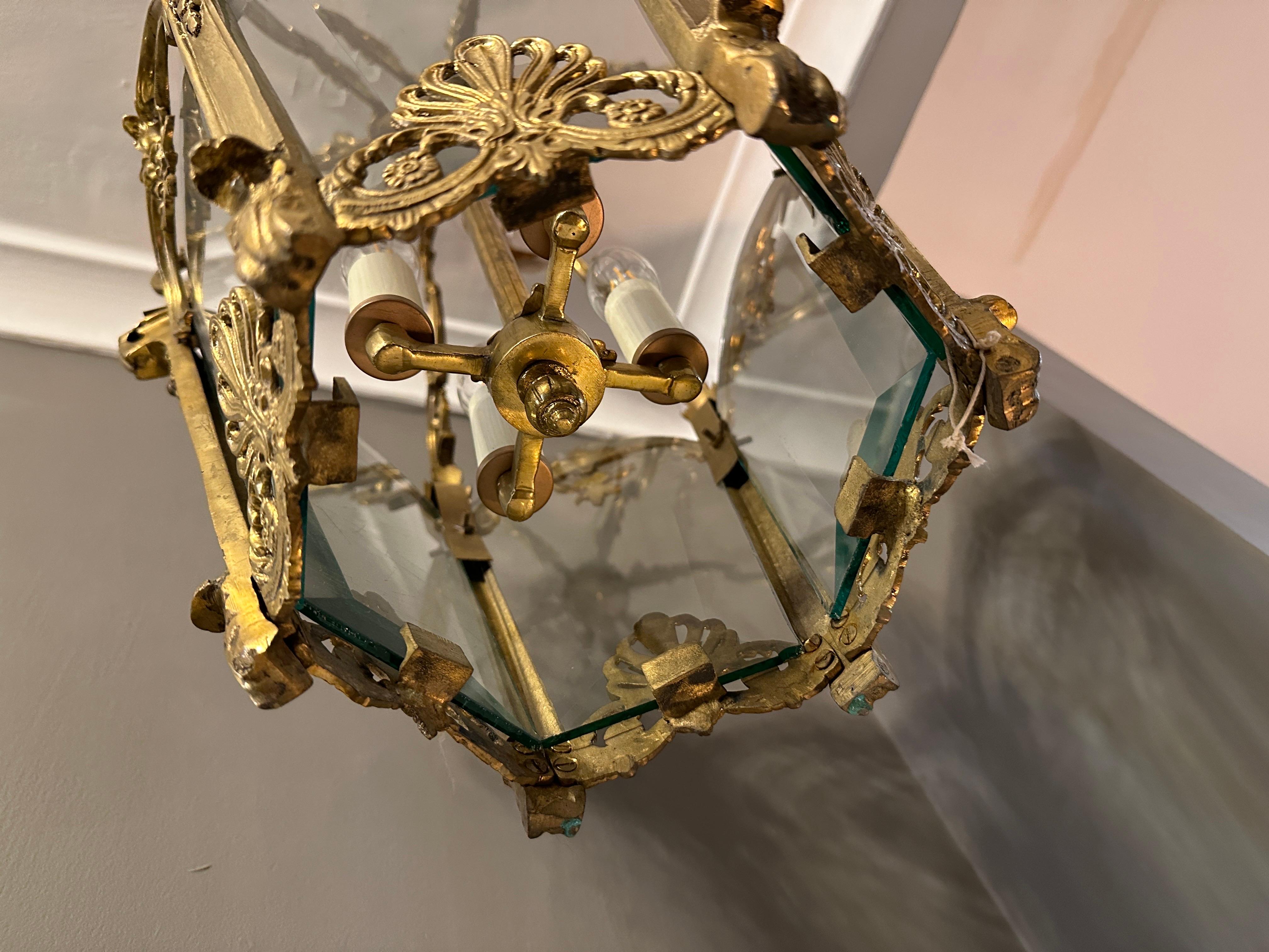 An Antique French Gilt Bronze Louis XV Style Rococo Lantern  For Sale 13