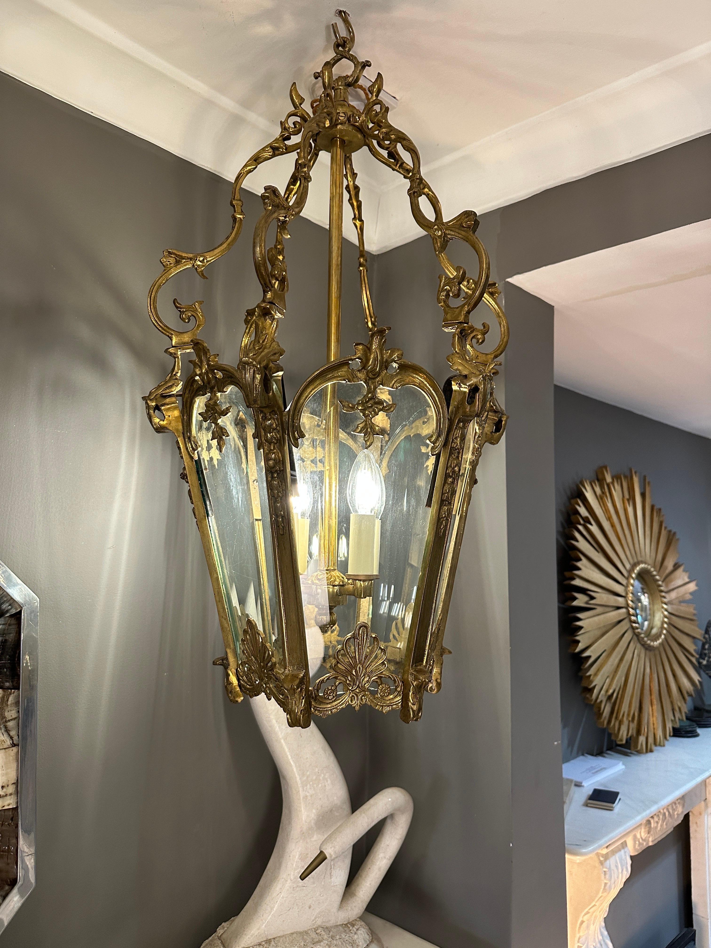 Ancienne lanterne rococo française de style Louis XV en bronze doré  en vente 12