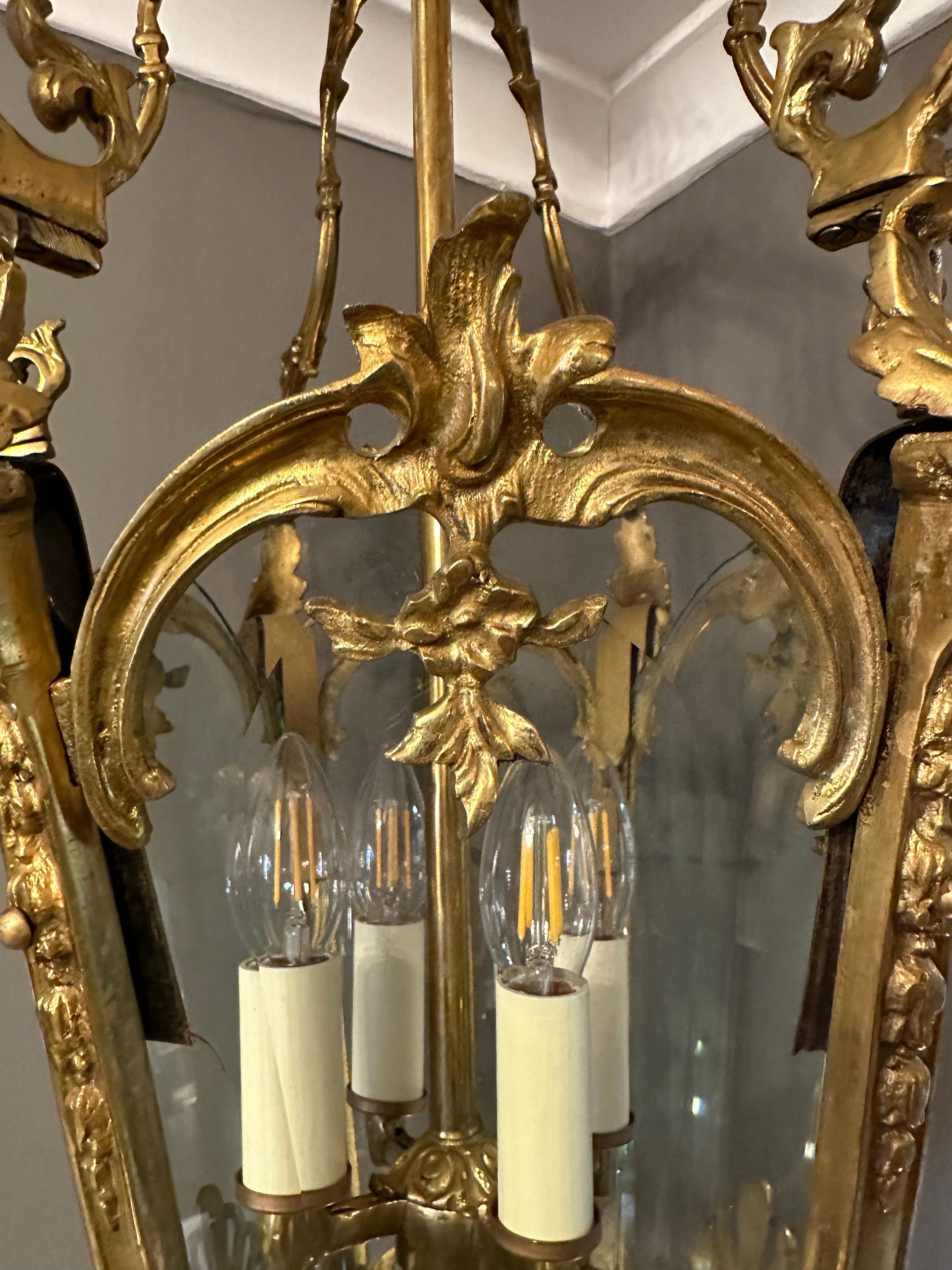 Ancienne lanterne rococo française de style Louis XV en bronze doré  en vente 1