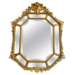 Antique French Gilt Cushion Mirror