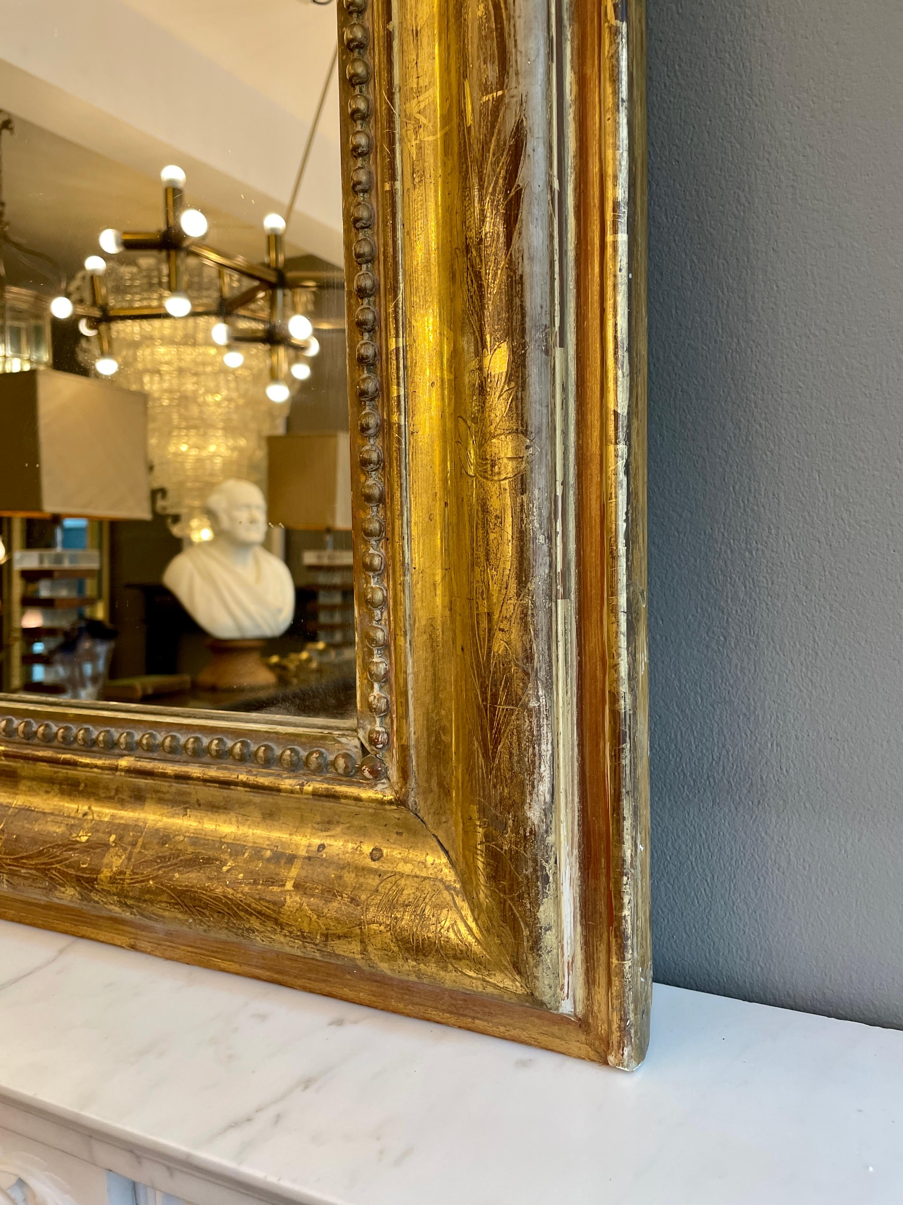 19th Century An Antique French Gold Gilt Mirror 