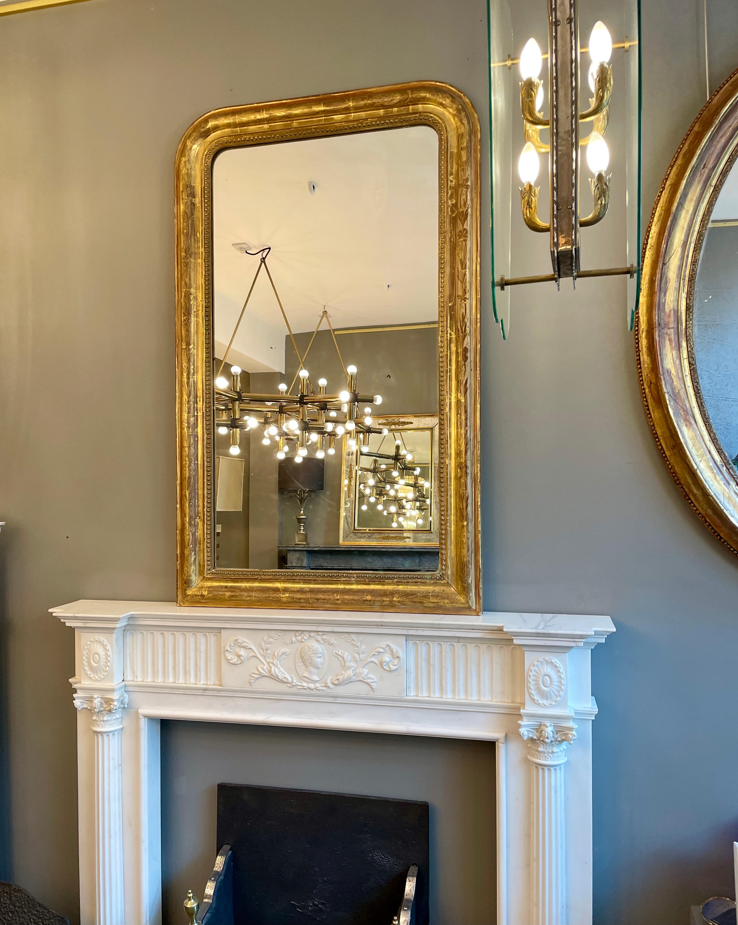 An Antique French Gold Gilt Mirror  1