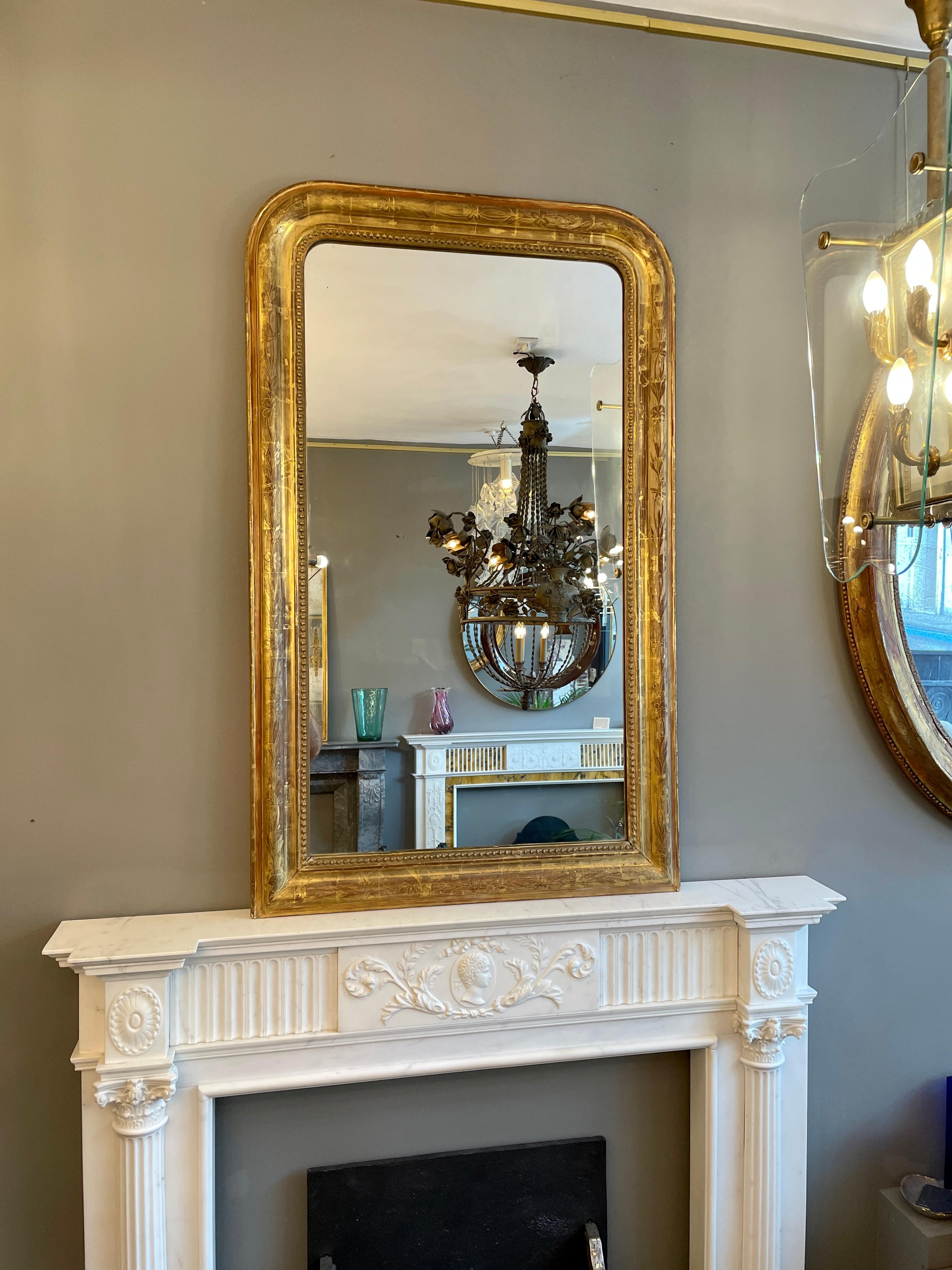 An Antique French Gold Gilt Mirror  2