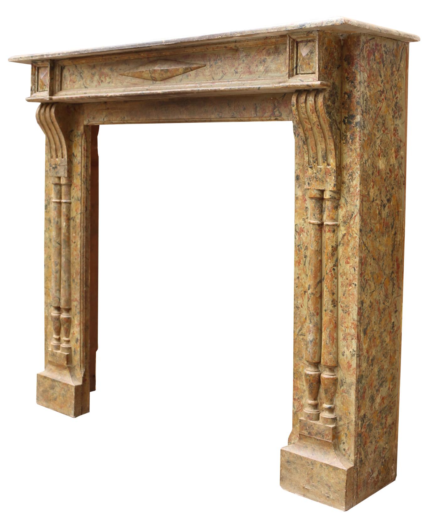 19th Century Antique French Hand Painted Fire Mantel For Sale