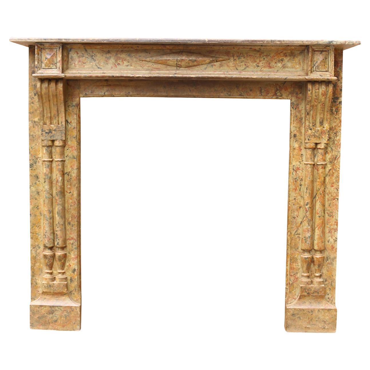 Antique French Hand Painted Fire Mantel For Sale