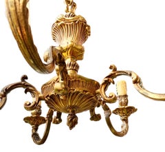 Antique French Late Belle Epoch Solid Gilt Bronze Five Arm Chandelier