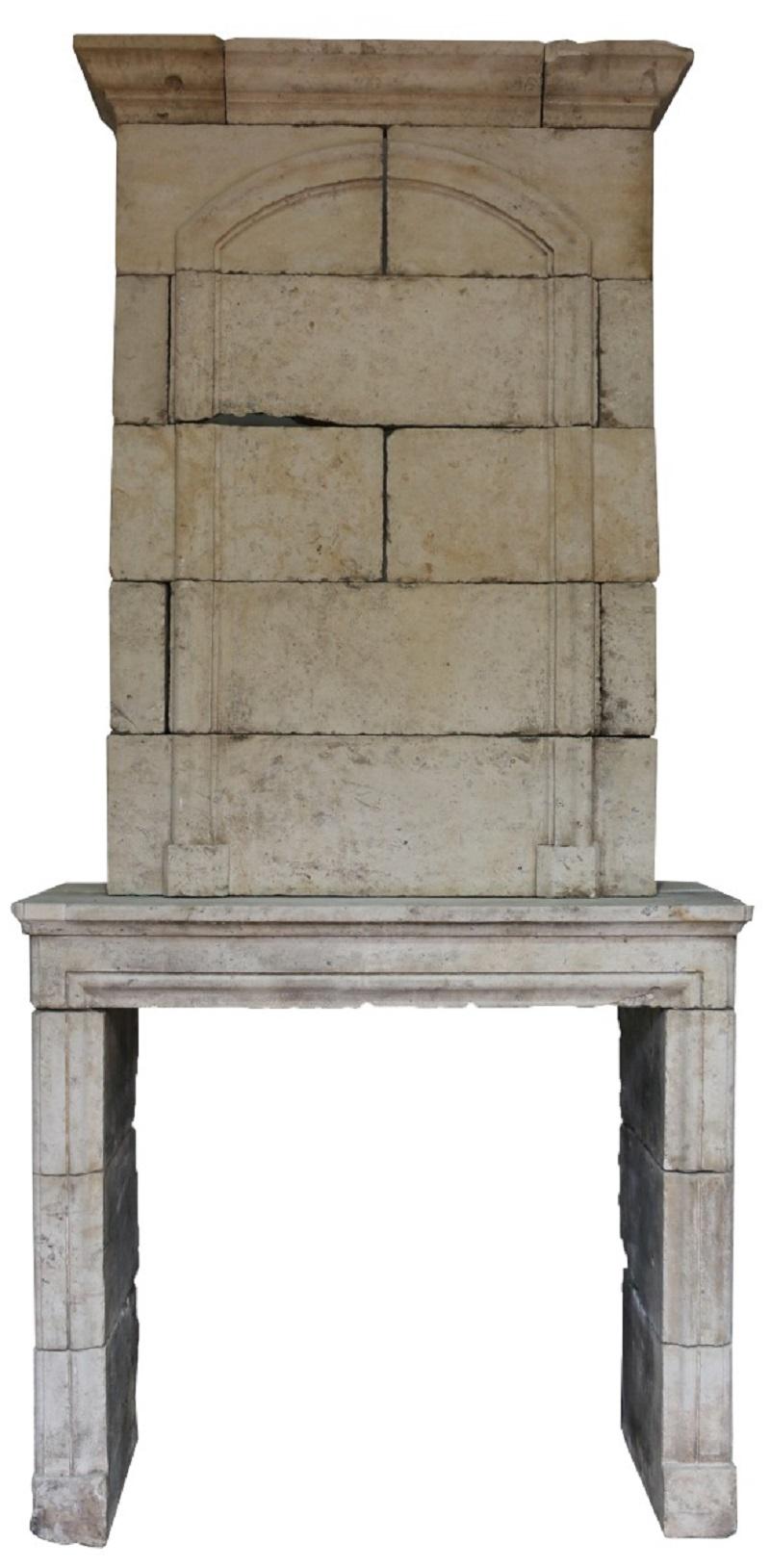 An impressive 18th century Limestone chimney or mantelpiece dating to the early 1700s. All parts are numbered and an accompanying plan will be supplied. The height and depth of the piece can be altered. This piece would have originally been built