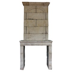 Antique French Limestone Trumeau Fireplace Mantel