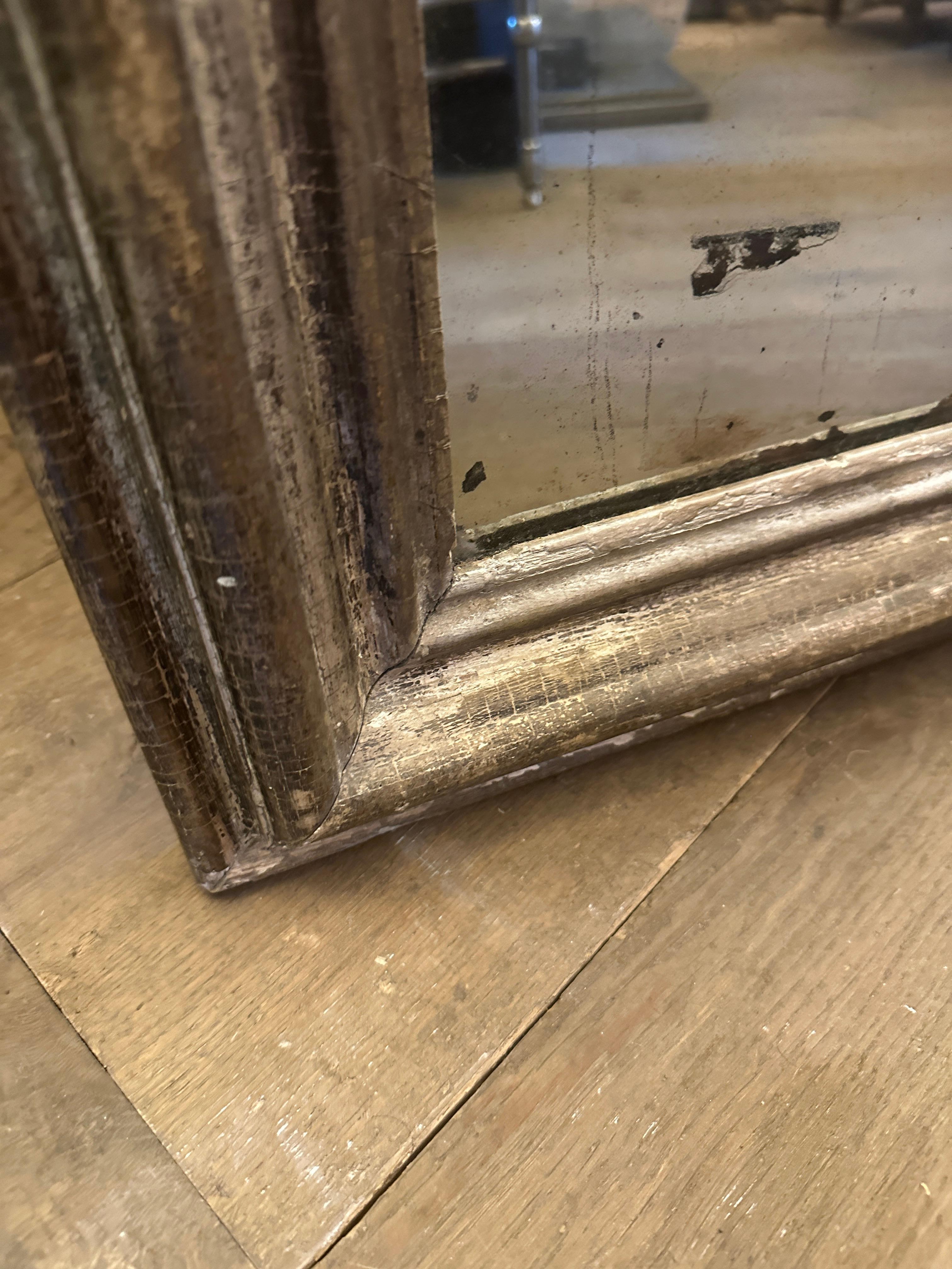 An Antique French Louis Philippe Silver Gilt Domed Topped Mirror For Sale 9