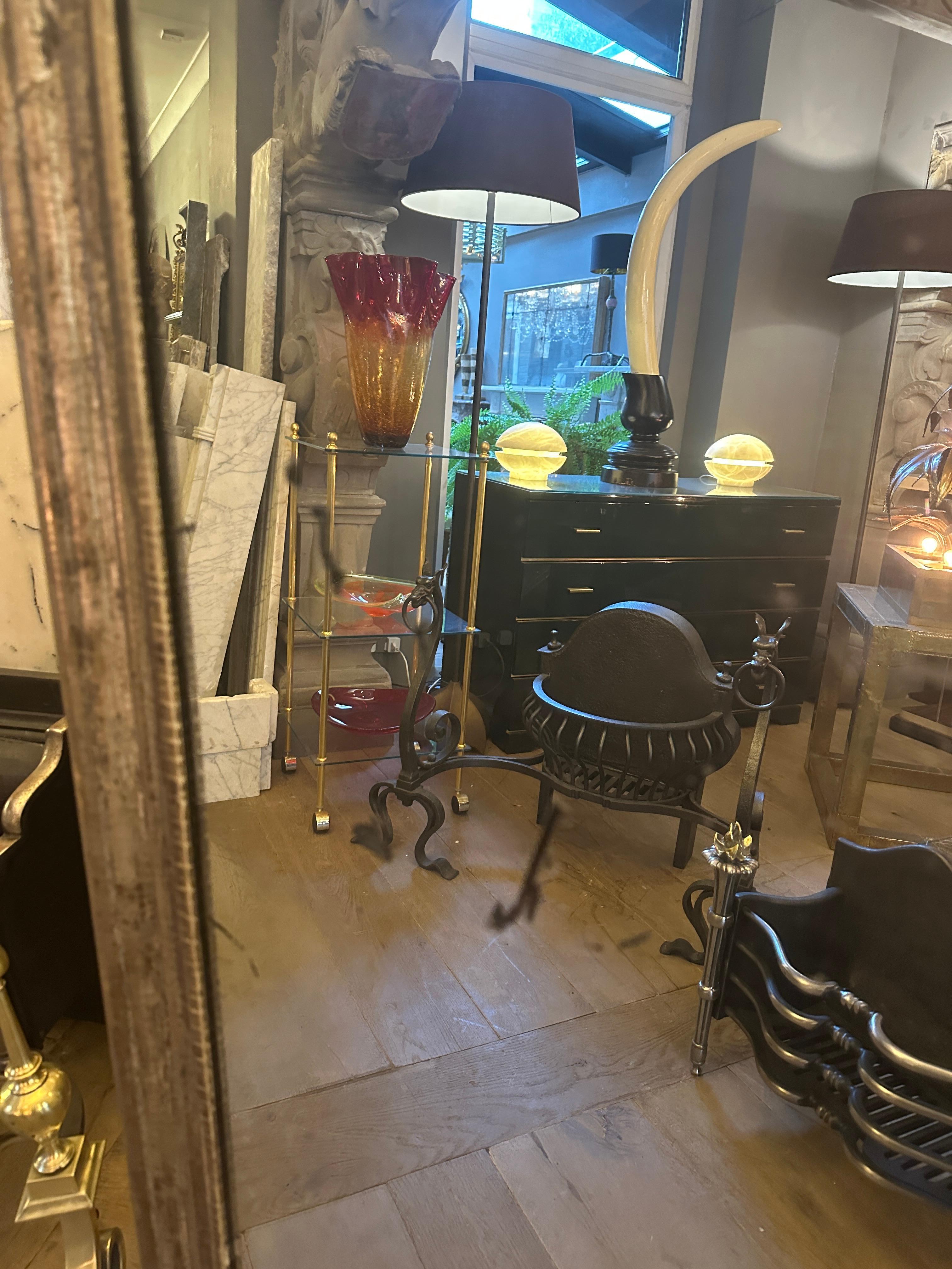 An Antique French Louis Philippe Silver Gilt Domed Topped Mirror For Sale 3