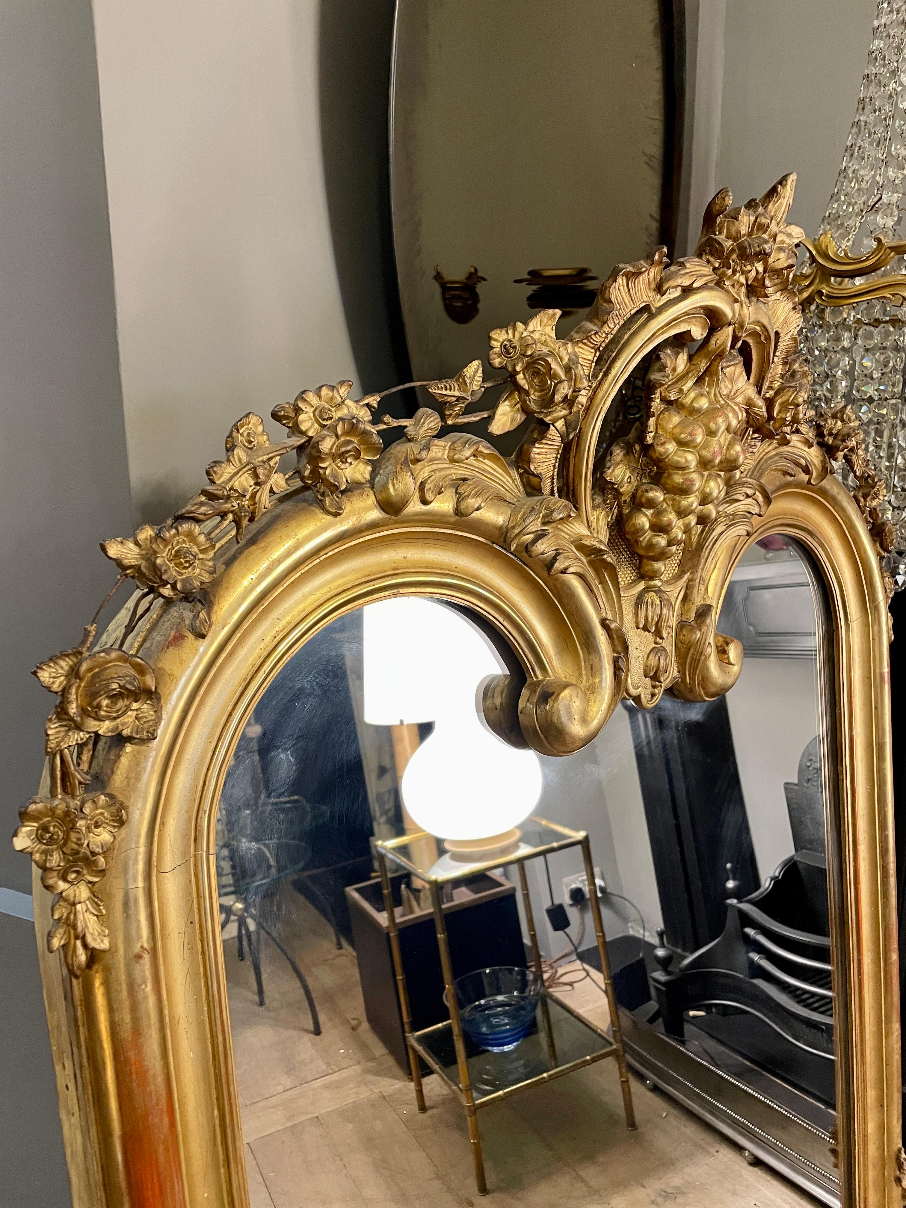 19th Century An Antique French Louis XV Style  Gold Gilt Mirror  For Sale