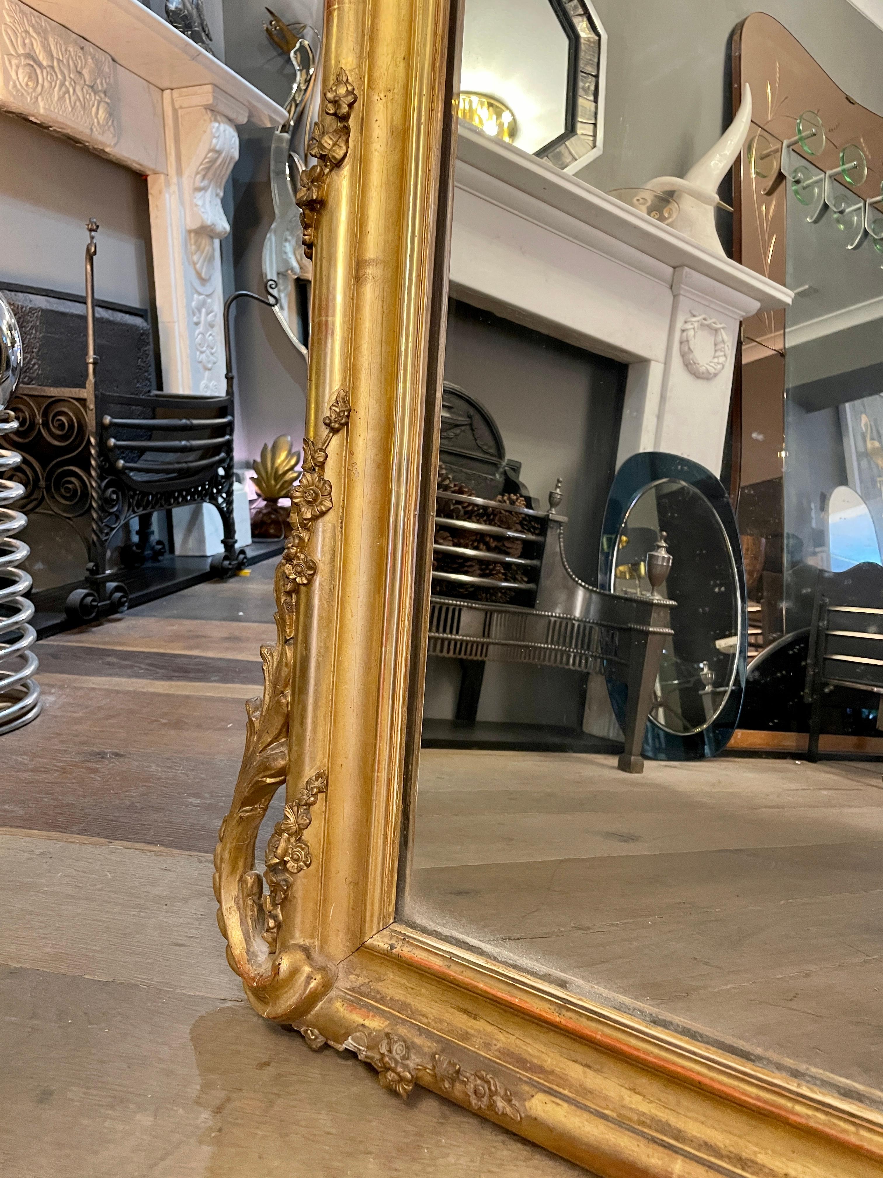 An Antique French Louis XV Style  Gold Gilt Mirror  For Sale 1