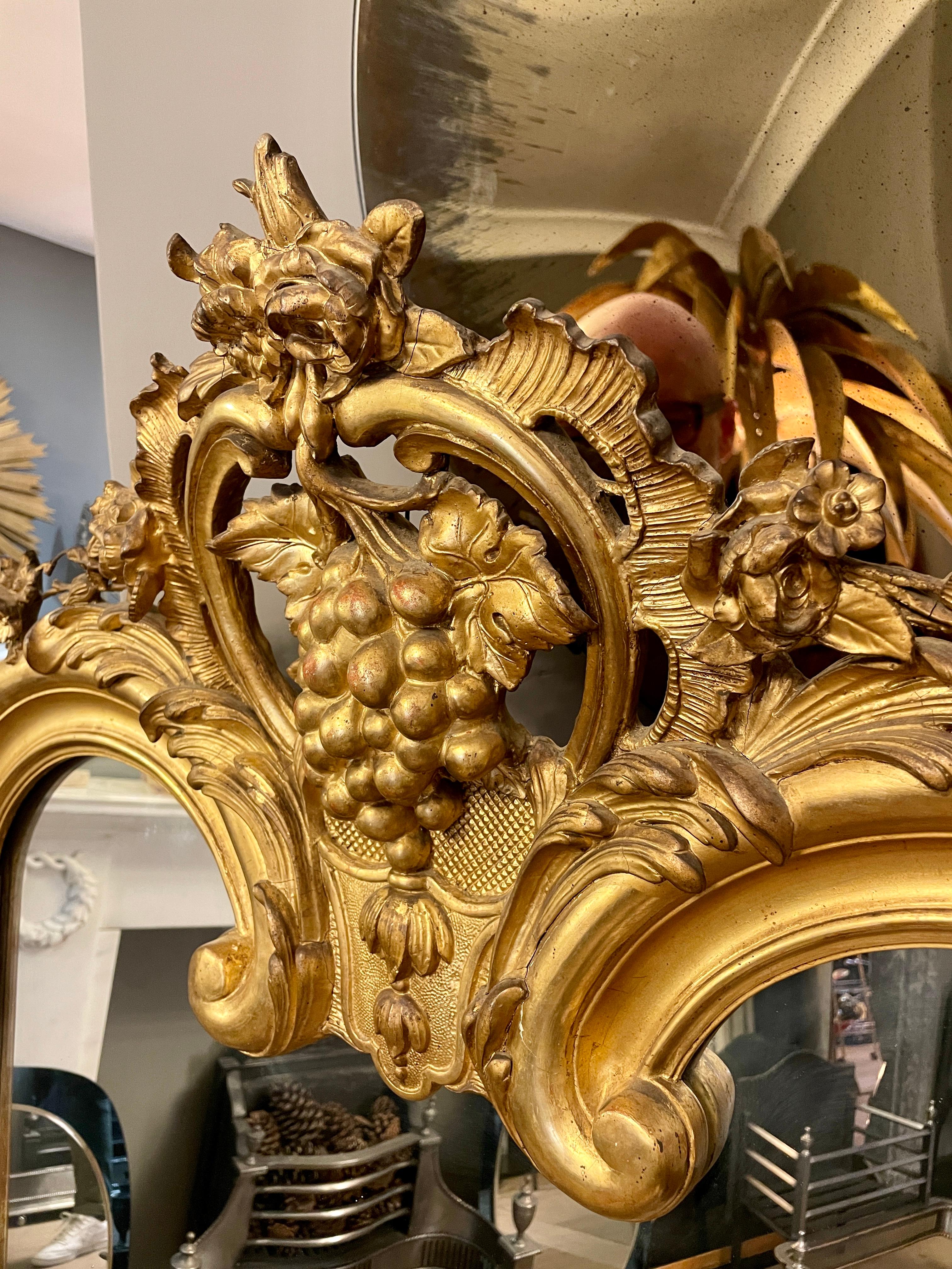 An Antique French Louis XV Style  Gold Gilt Mirror  For Sale 2