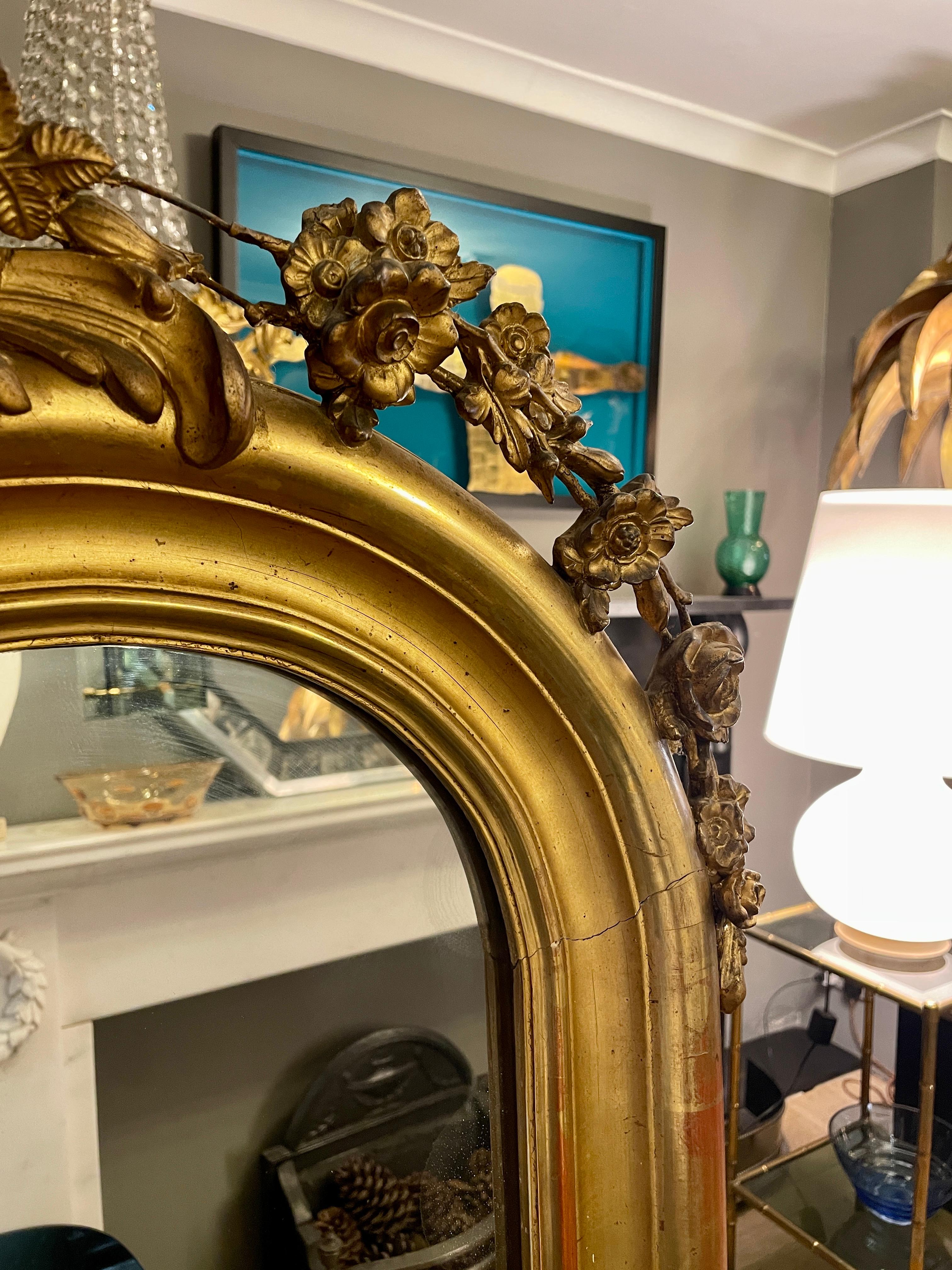 An Antique French Louis XV Style  Gold Gilt Mirror  For Sale 3