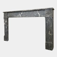 Antique French Louis XVI 18th Century Bardiglio Marble Fireplace Mantel