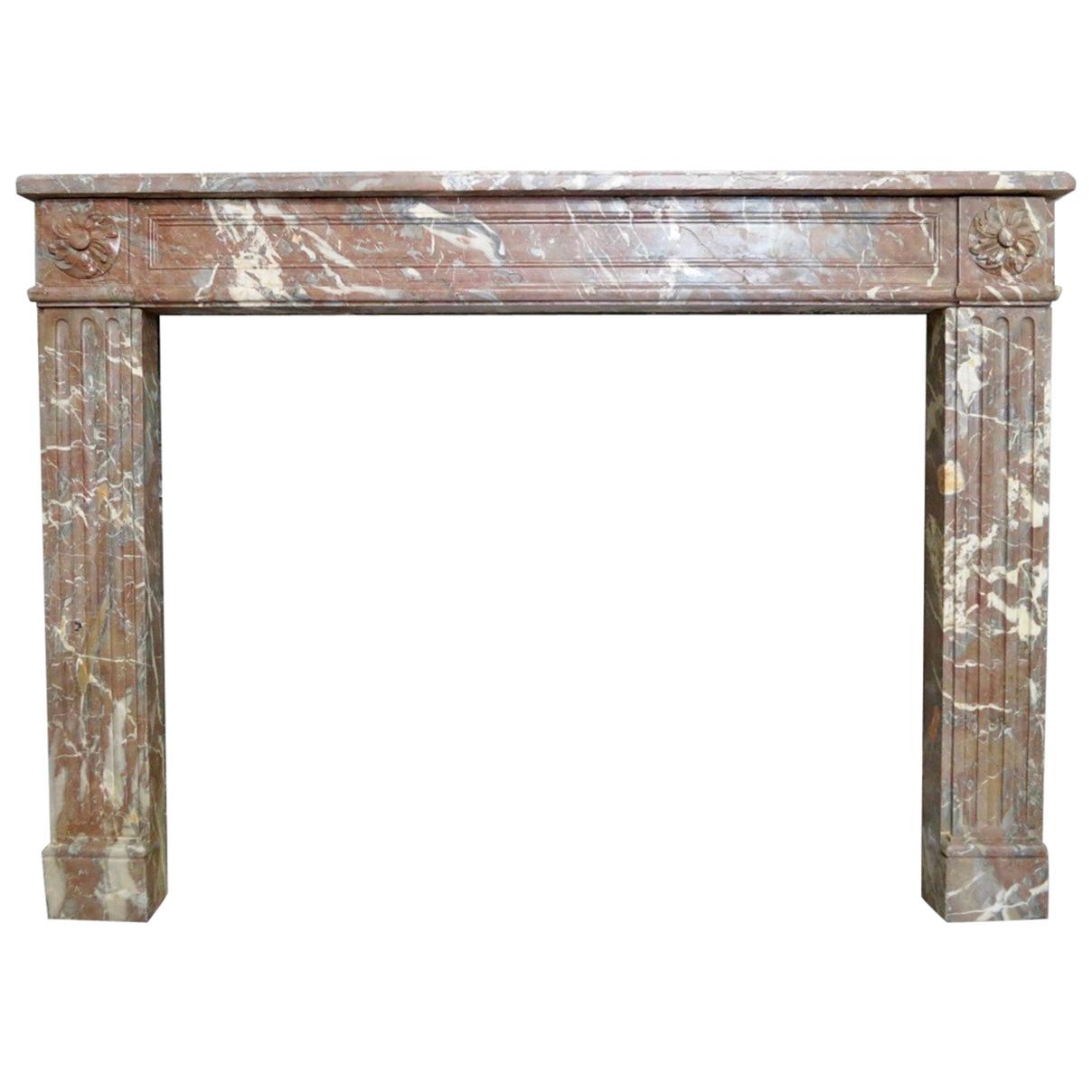 Antique French Louis XVI Marble Fireplace Mantel