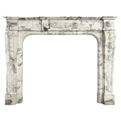 An Used French Louis XVI Style Fireplace Mantel In Arabescato marble 