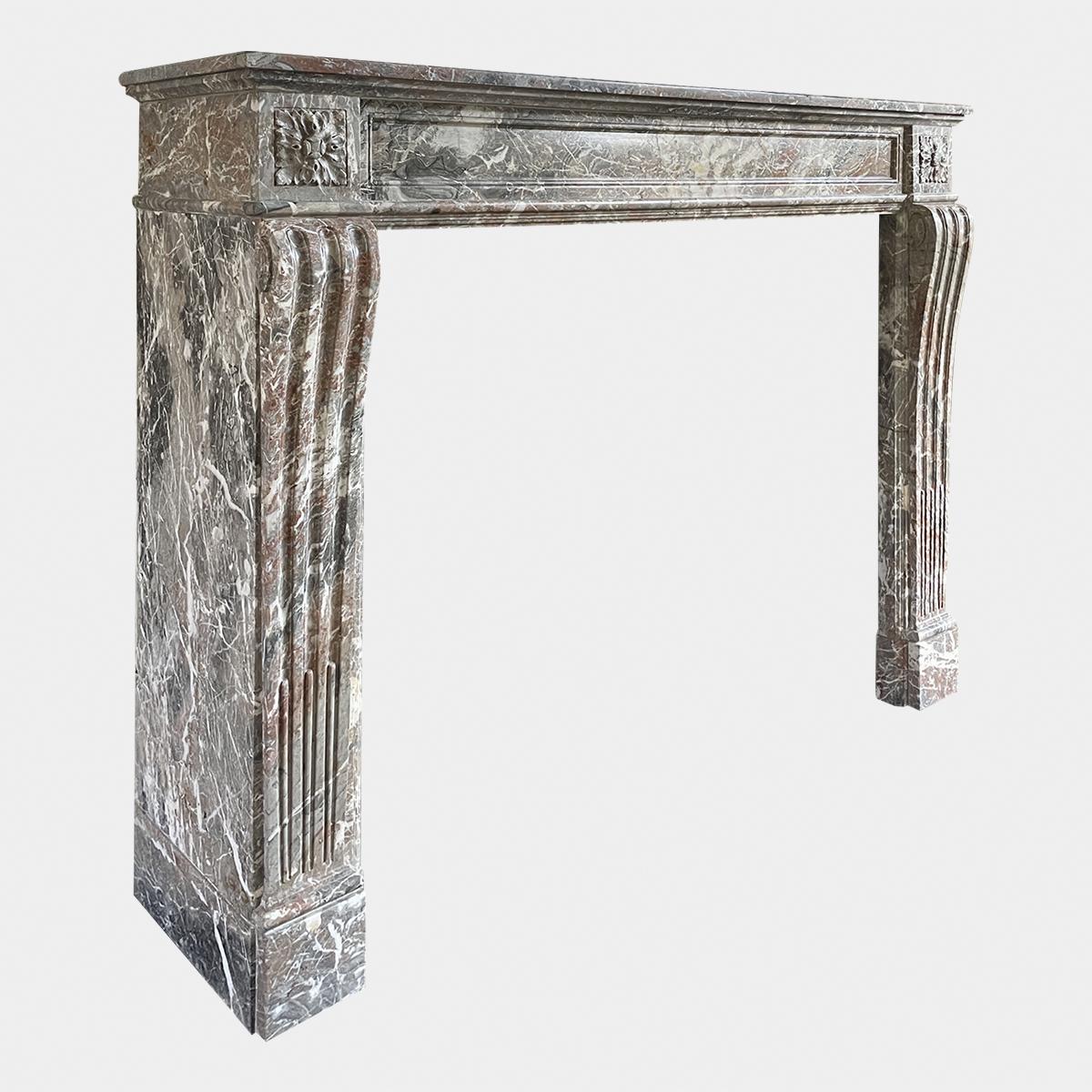 19th Century Antique French Marble Louis XVI Style Fireplace Mantel For Sale