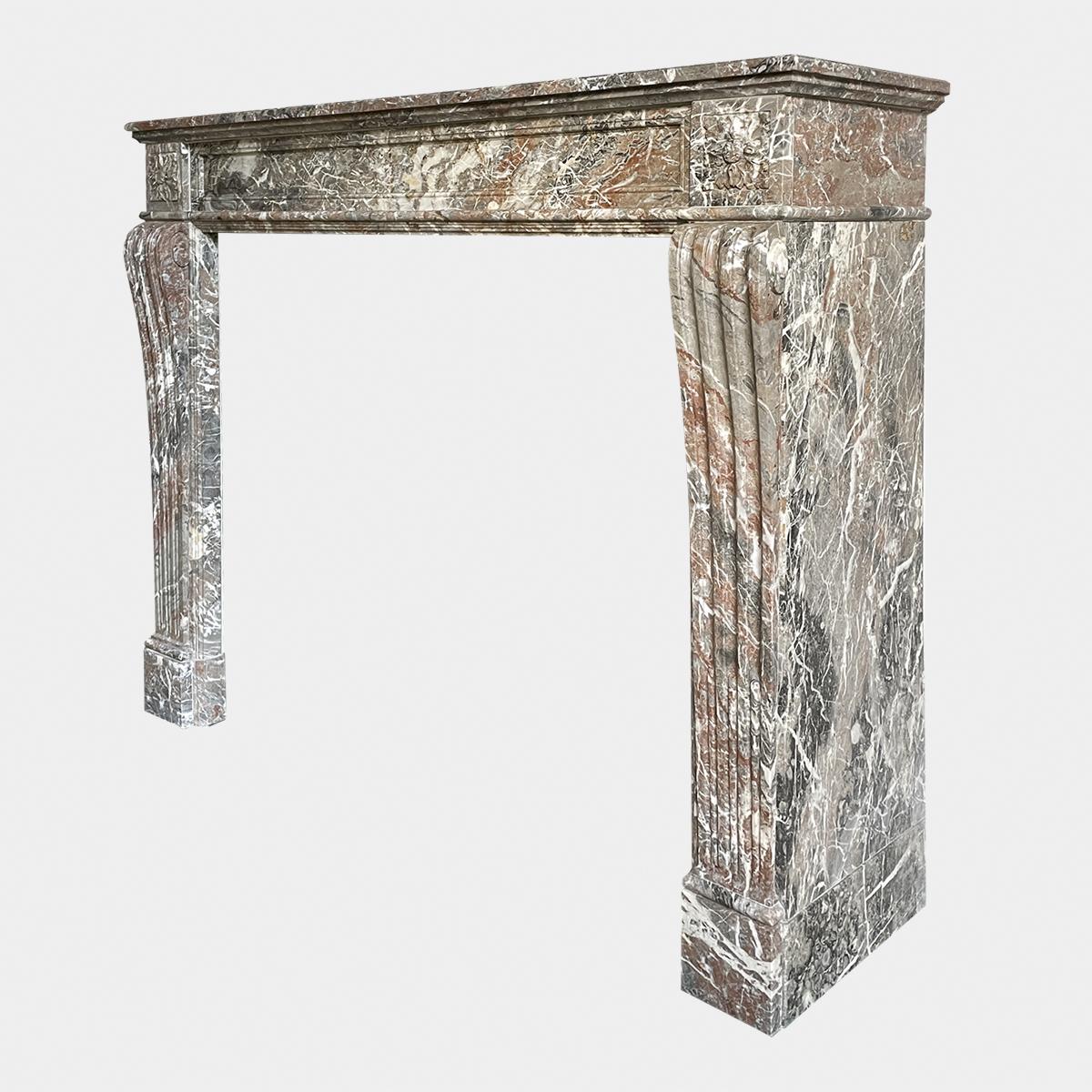 Antique French Marble Louis XVI Style Fireplace Mantel For Sale 3