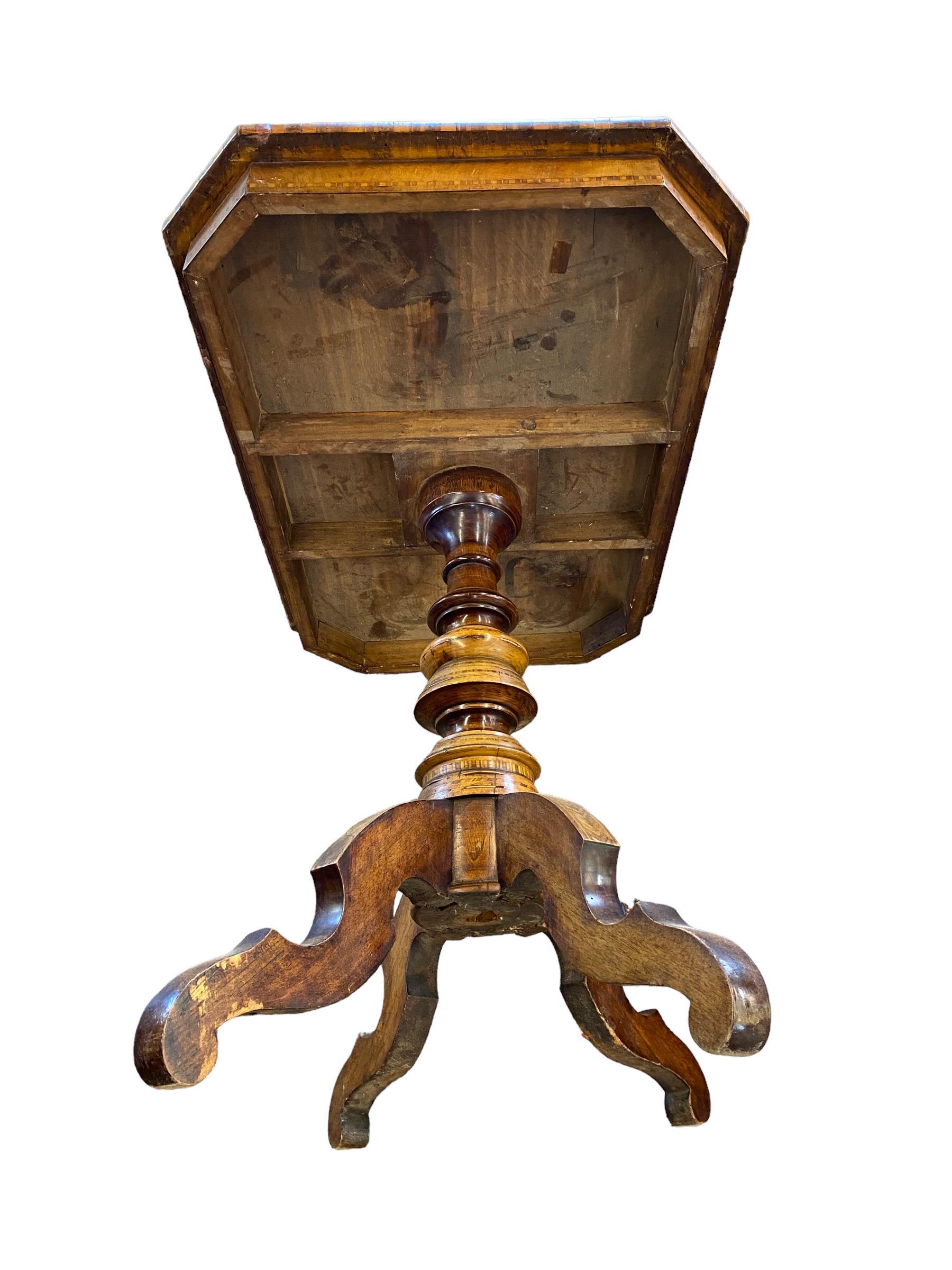 Late 19th Century Antique French Marquetry and Parquetry Inlaid Walnut Side Table
