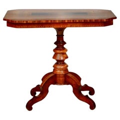 Antique French Marquetry and Parquetry Inlaid Walnut Side Table