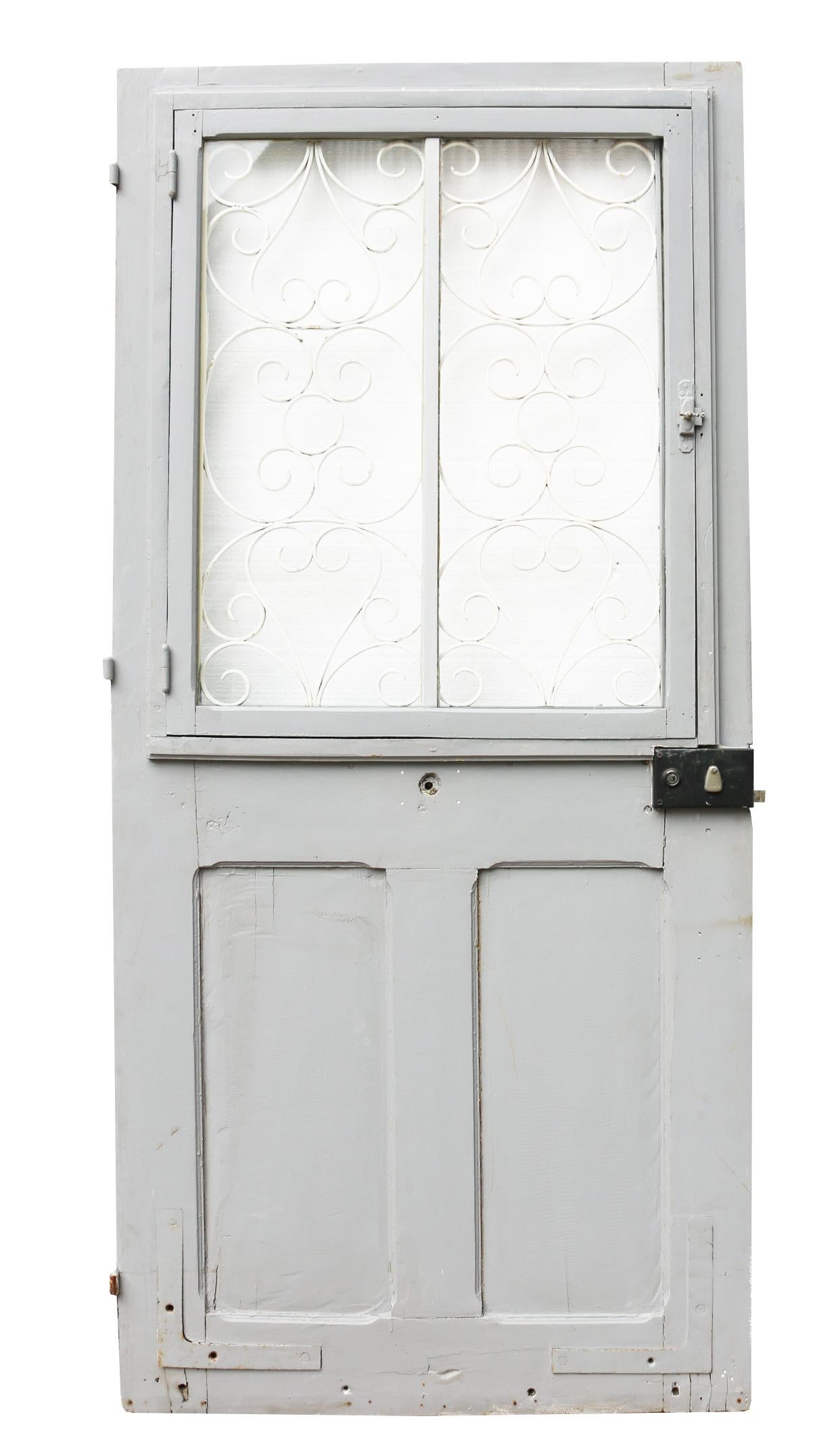 Wrought Iron Antique French Oak Exterior Door For Sale