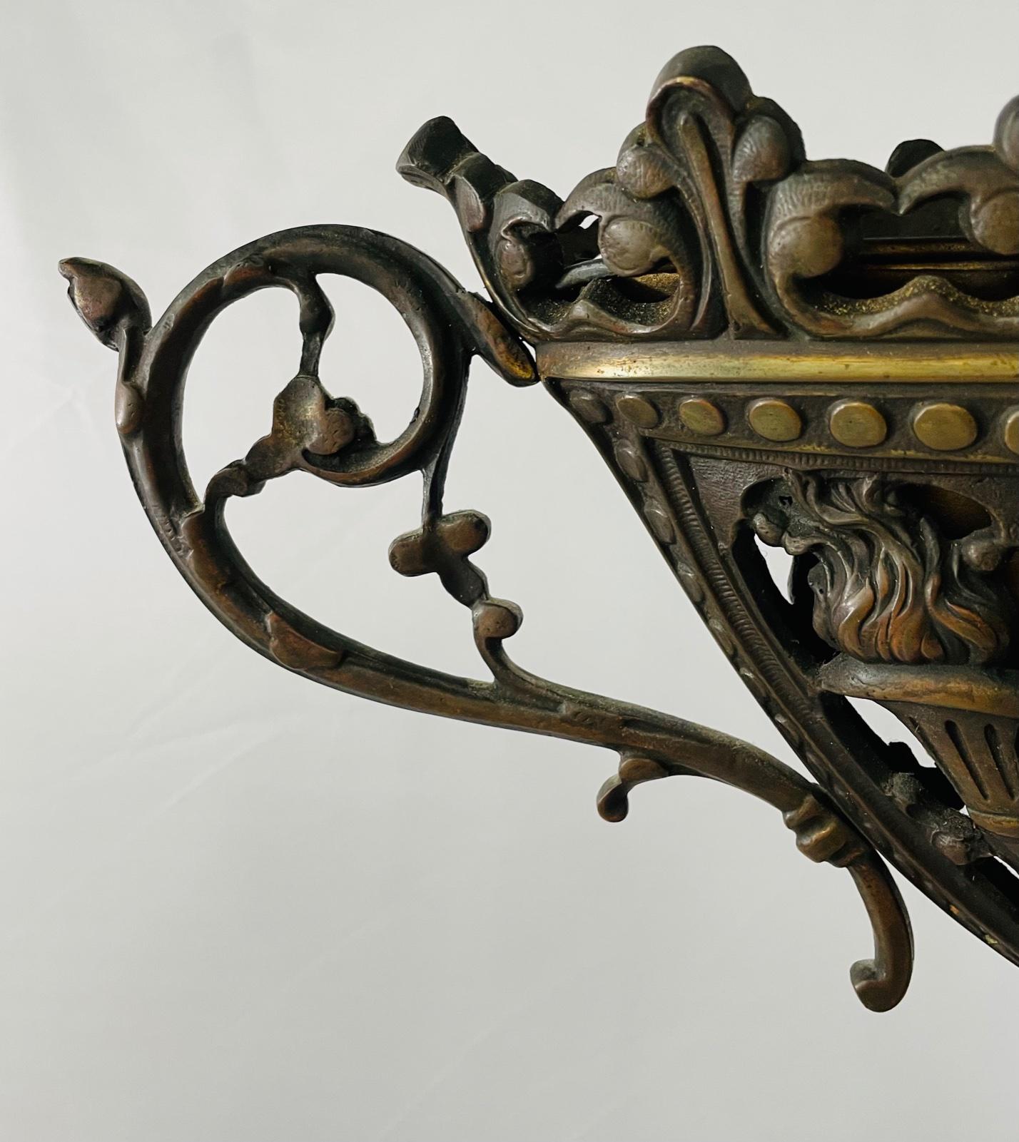 Art Nouveau Antique French Patinated Bronze Cherub Vase or Urn For Sale