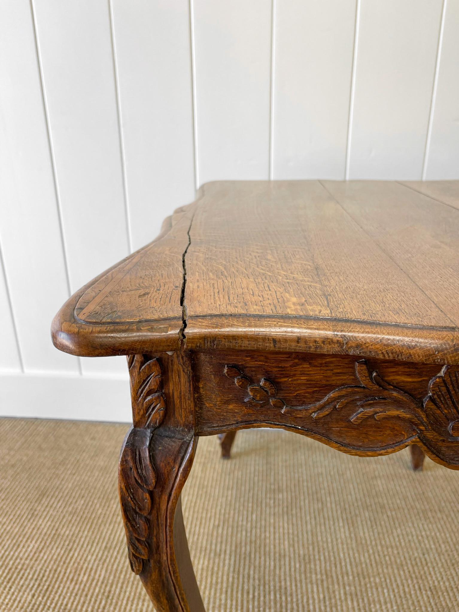 An Antique French Provincial Louis XV Oak Side Table For Sale 6
